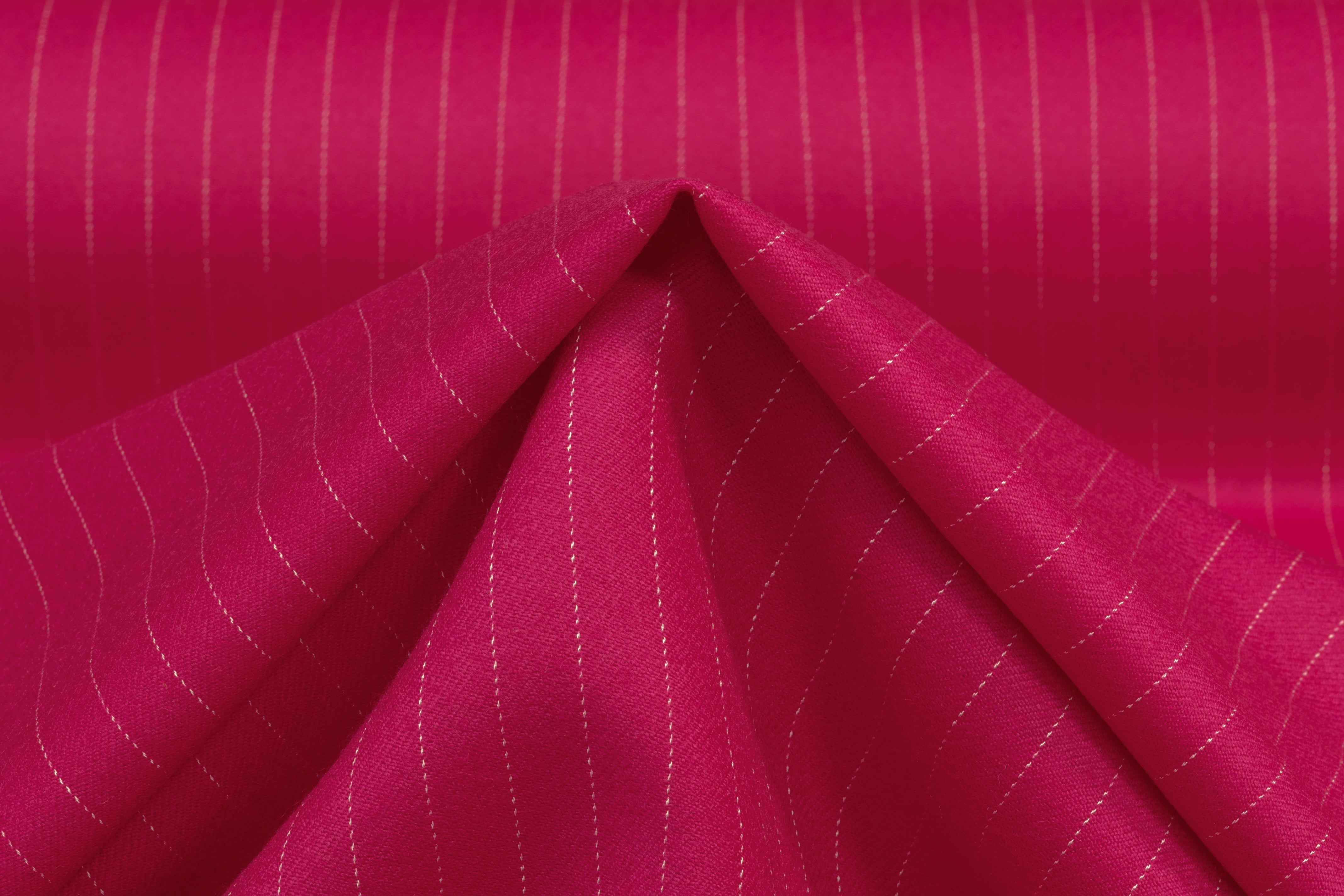 Striped Italian Wool Flannel Suiting - Magenta