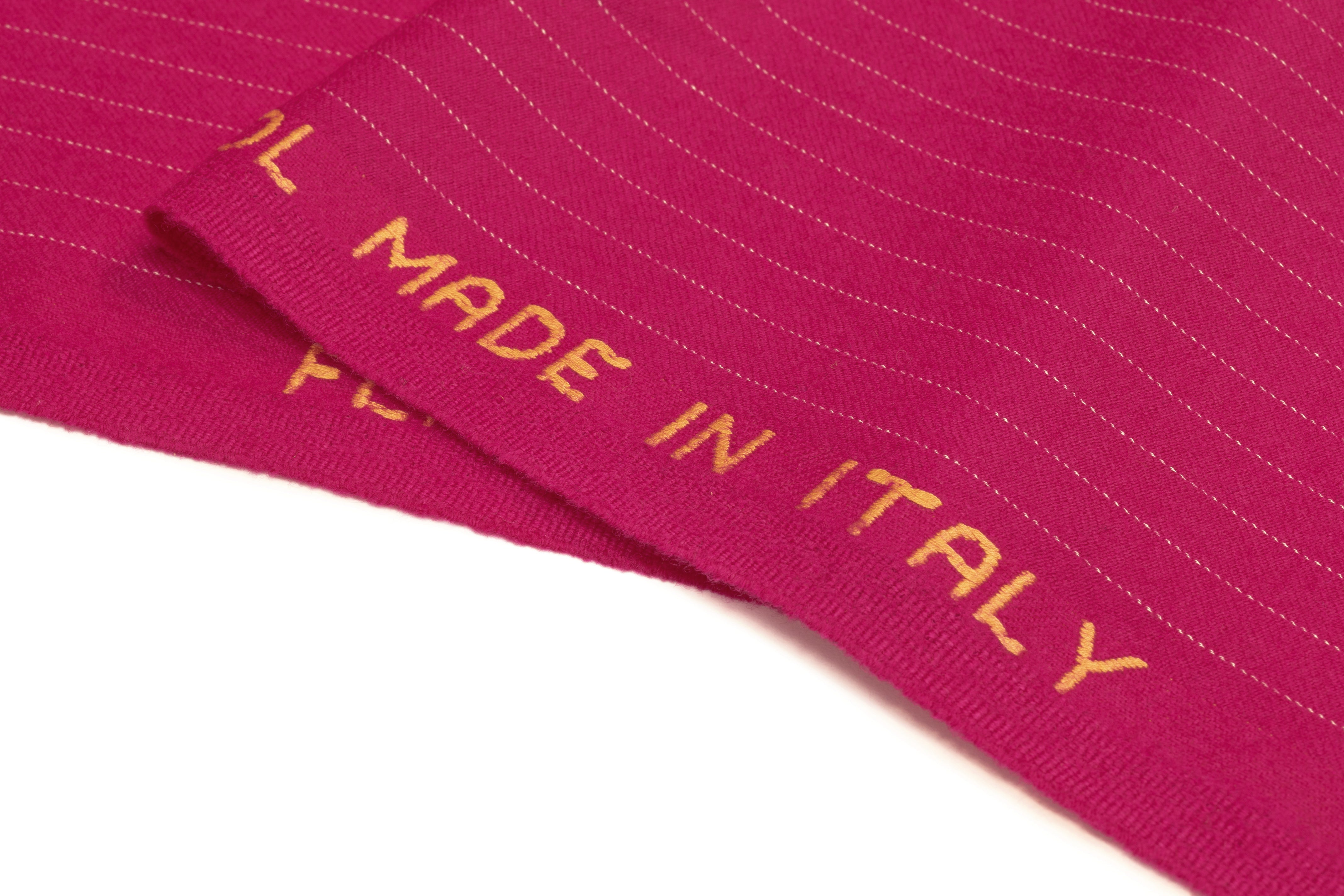 Striped Italian Wool Flannel Suiting - Magenta