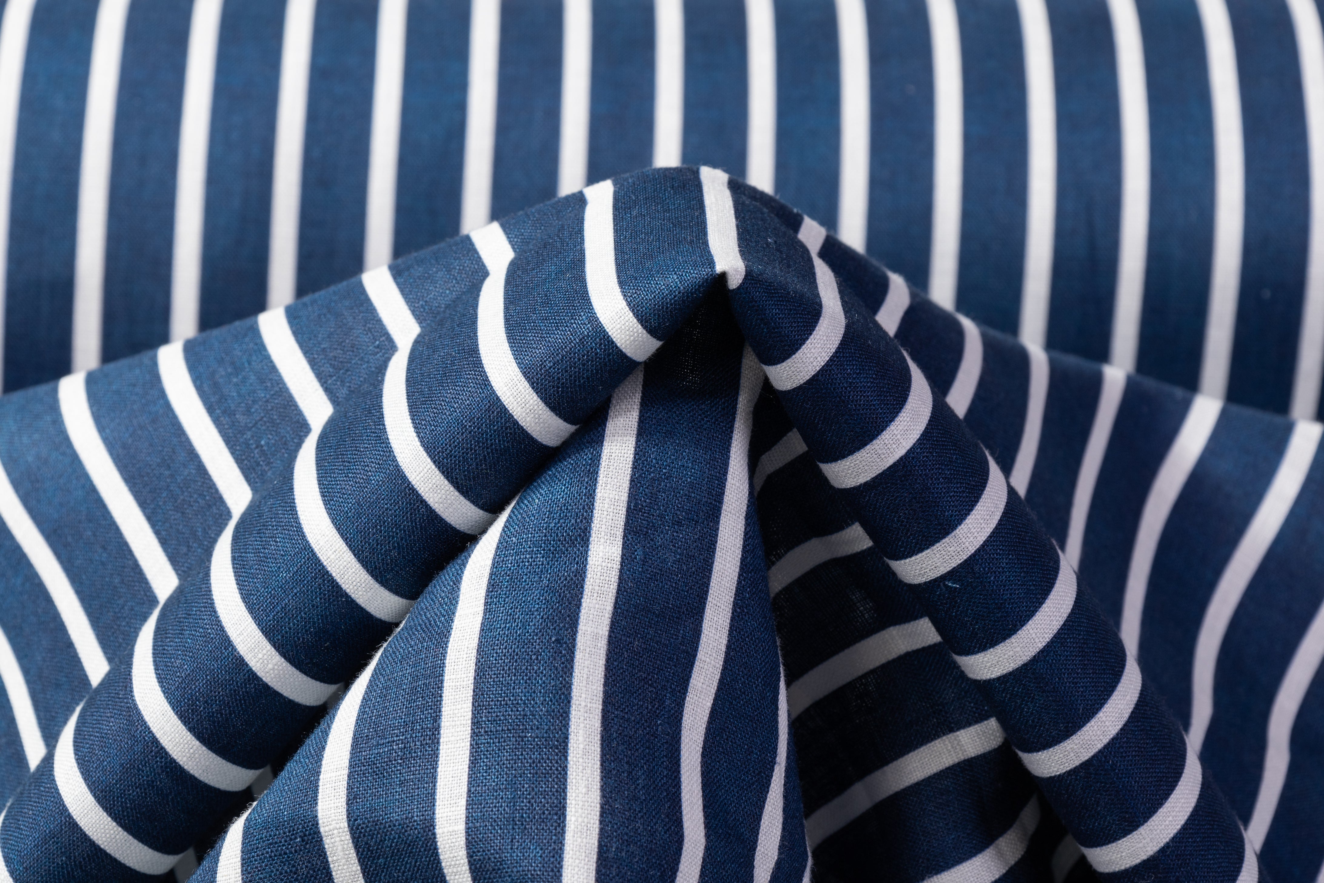 Striped Italian Linen - Blue / White