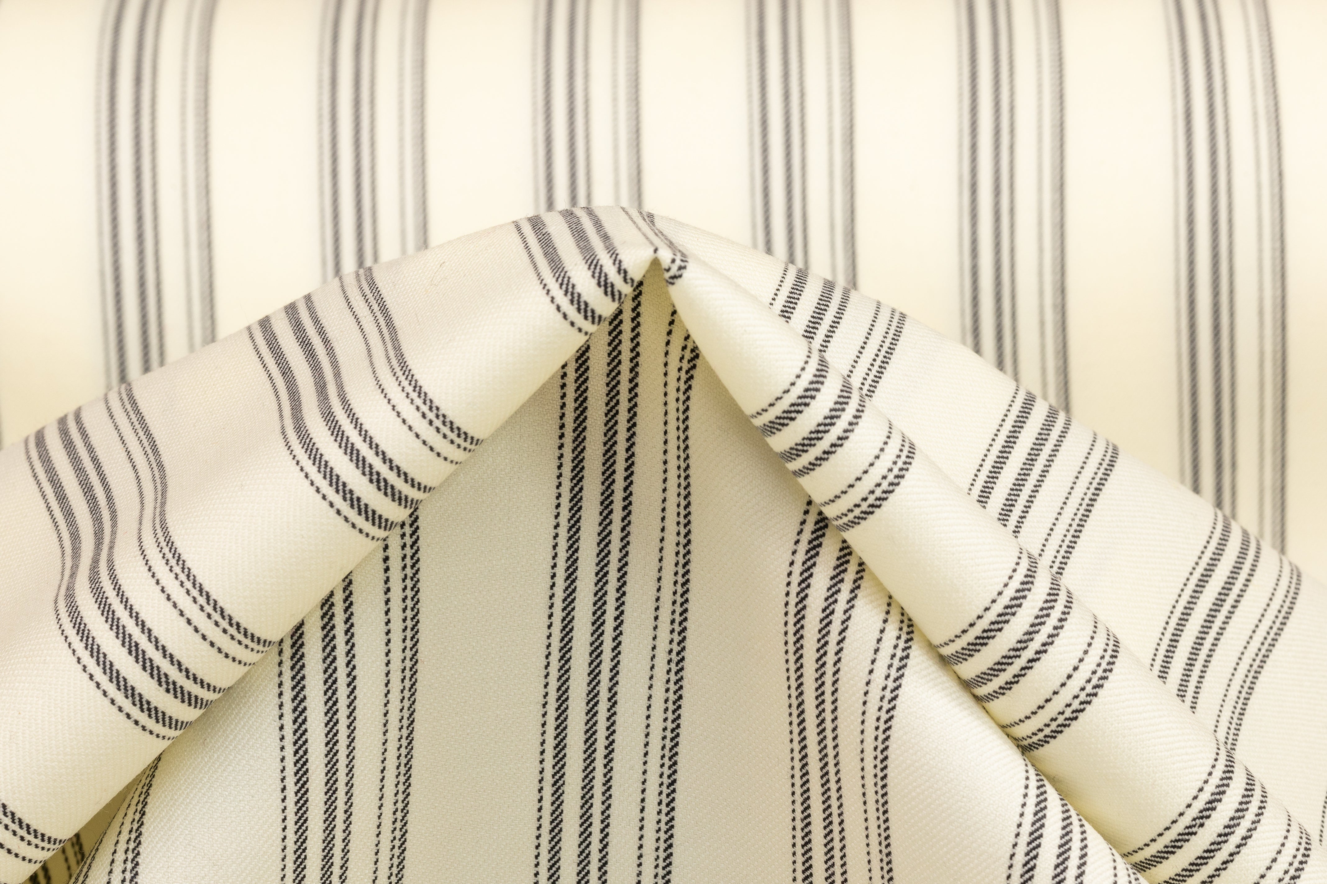 Striped Italian Wool Suiting - Ivory / Black