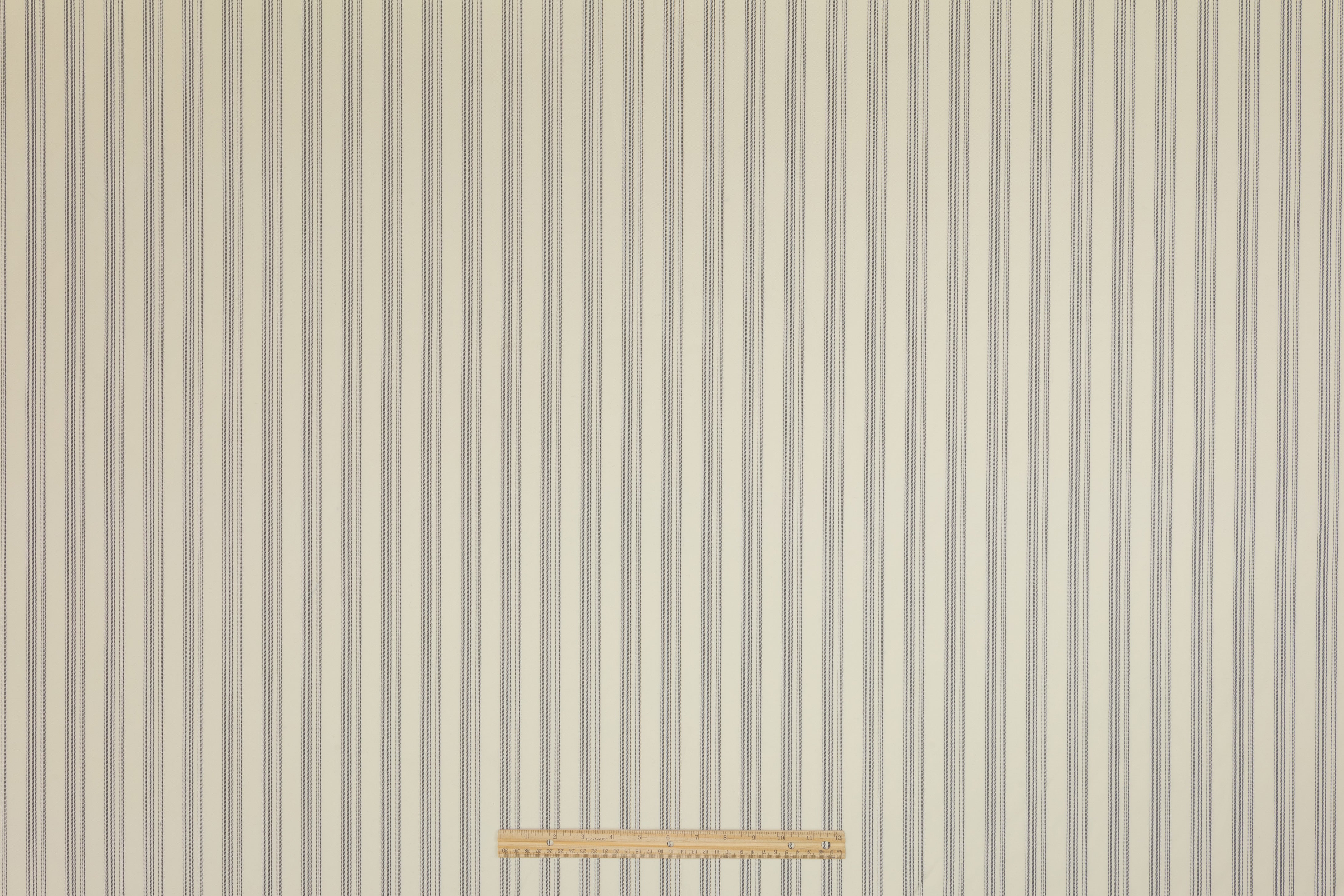 Striped Italian Wool Suiting - Ivory / Black