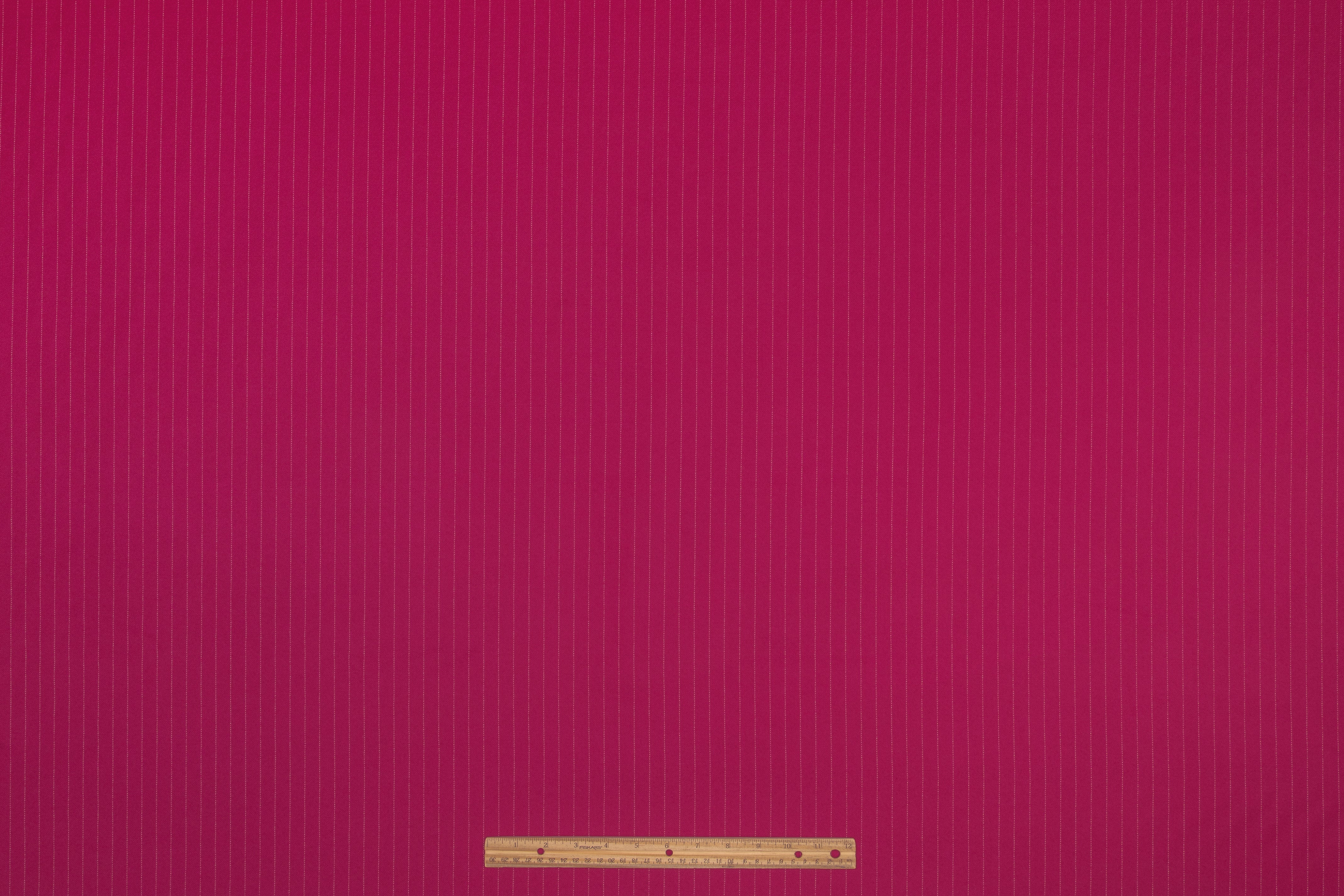 Striped Italian Wool Flannel Suiting - Magenta