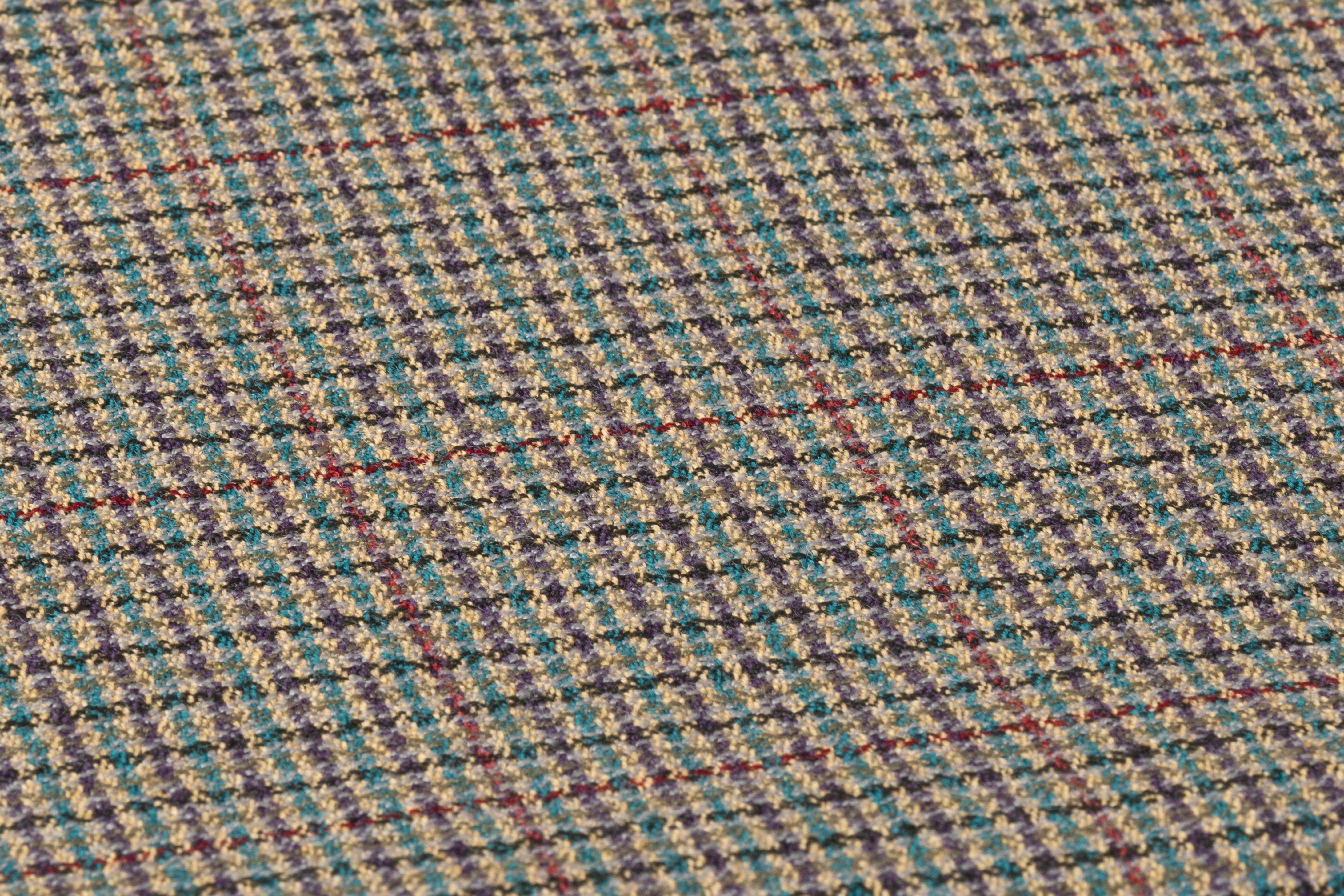 Ferla - Checked Italian Wool Suiting - Taupe / Teal / Burgundy