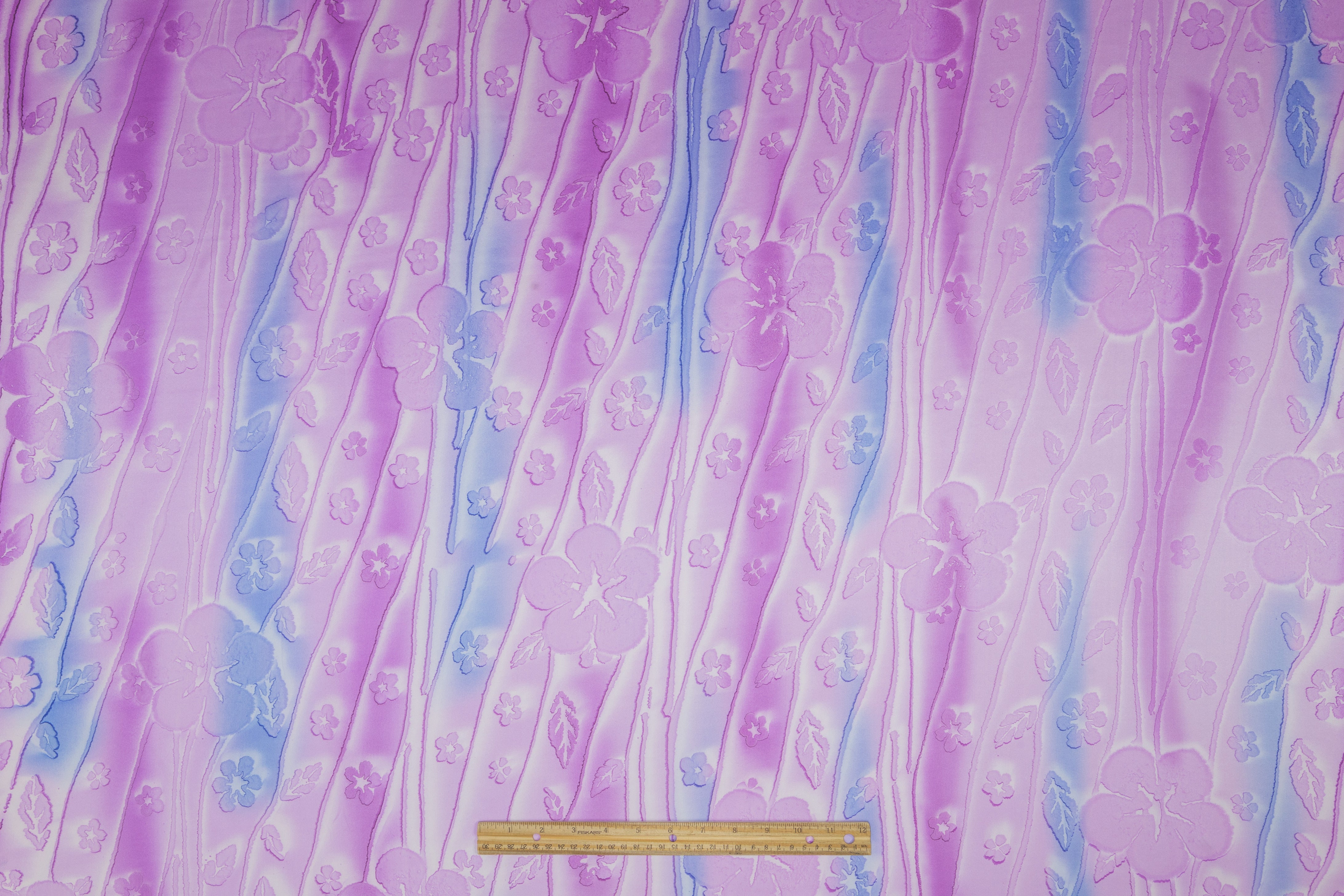 Floral Italian Silk Charmeuse - Lilac / Blue
