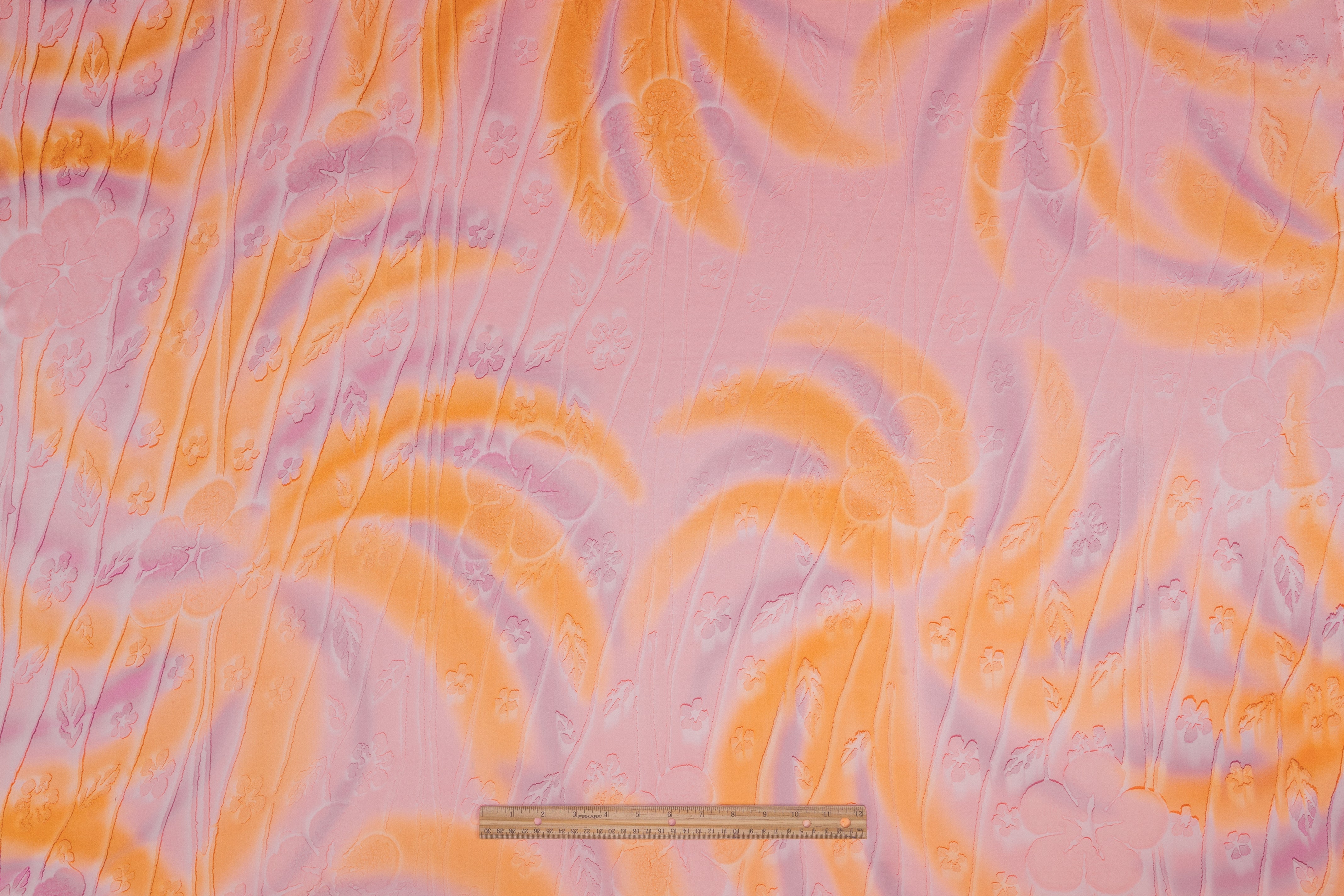 Floral Italian Silk Charmeuse - Orange / Lilac