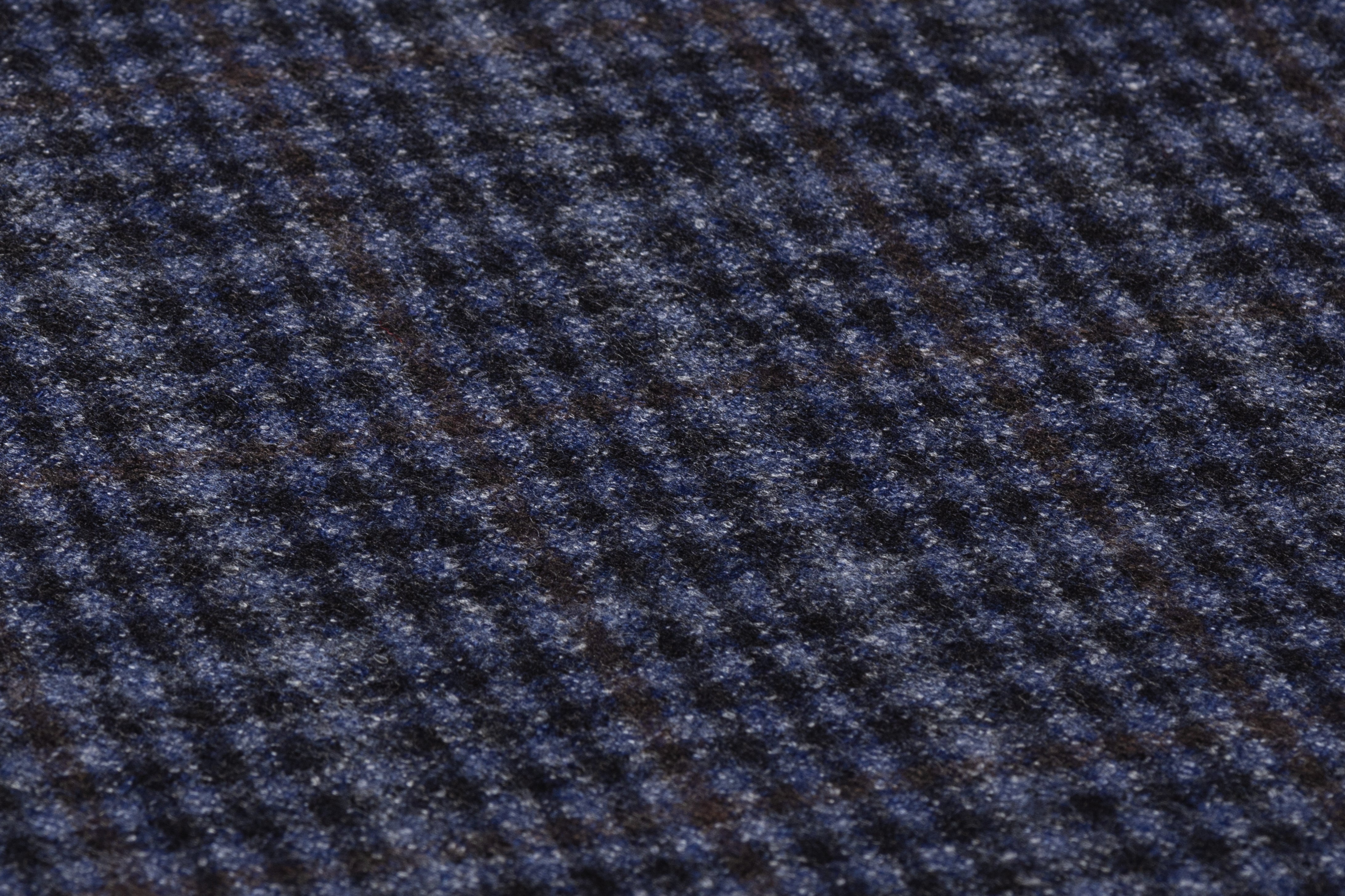 Checked Italian Wool Blend Suiting - Blue / Brown