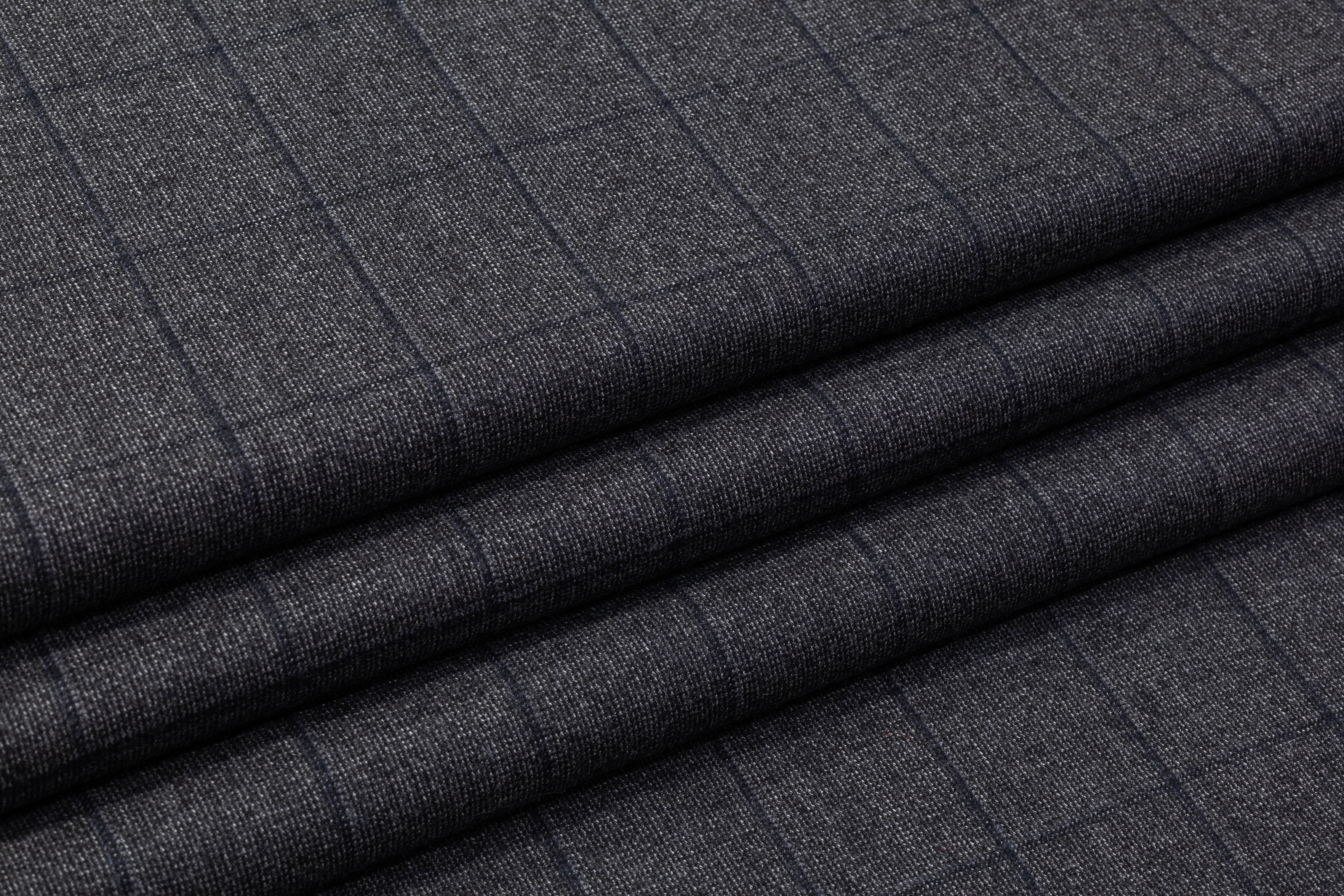 Tollegno - Checked Italian Wool Suiting - Charcoal Gray
