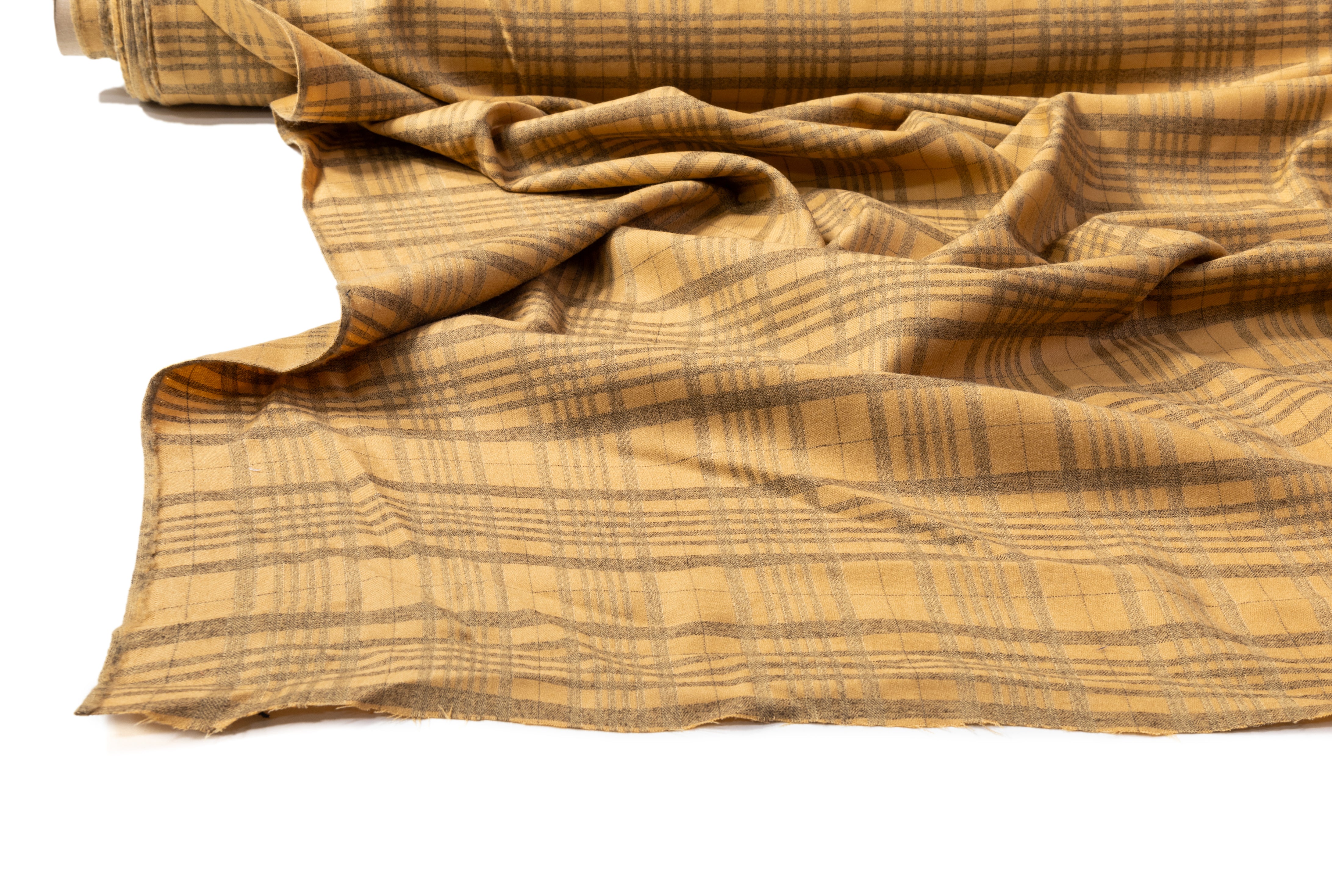 Checked Italian Stretch Wool - Light Brown / Taupe