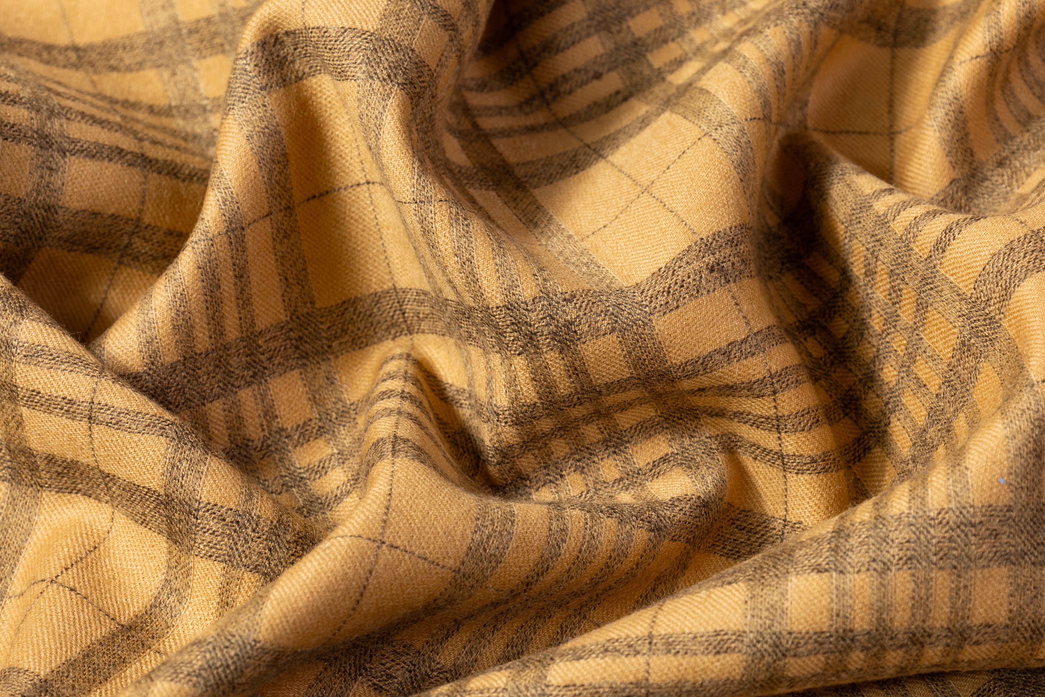Checked Italian Stretch Wool - Light Brown / Taupe