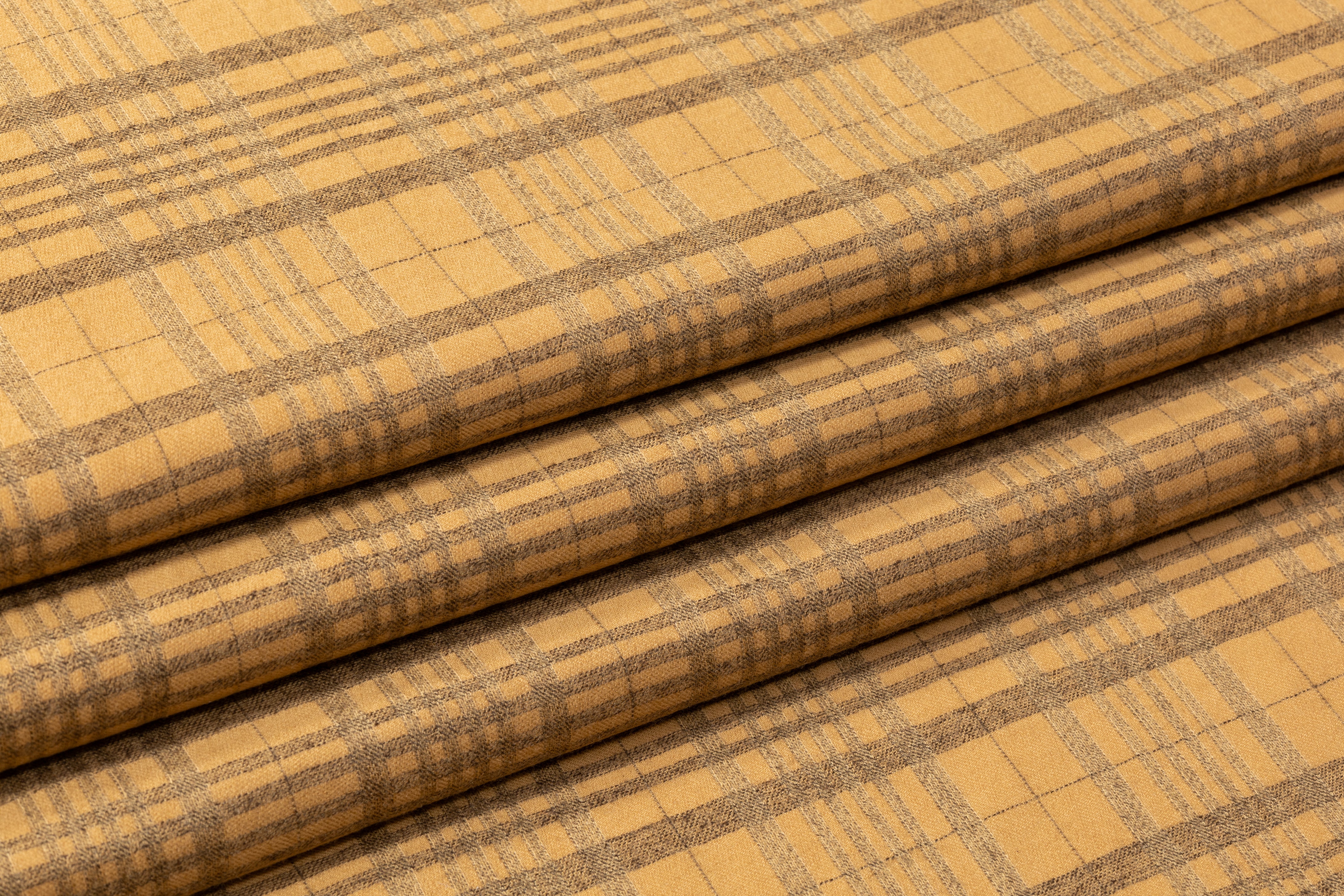 Checked Italian Stretch Wool - Light Brown / Taupe