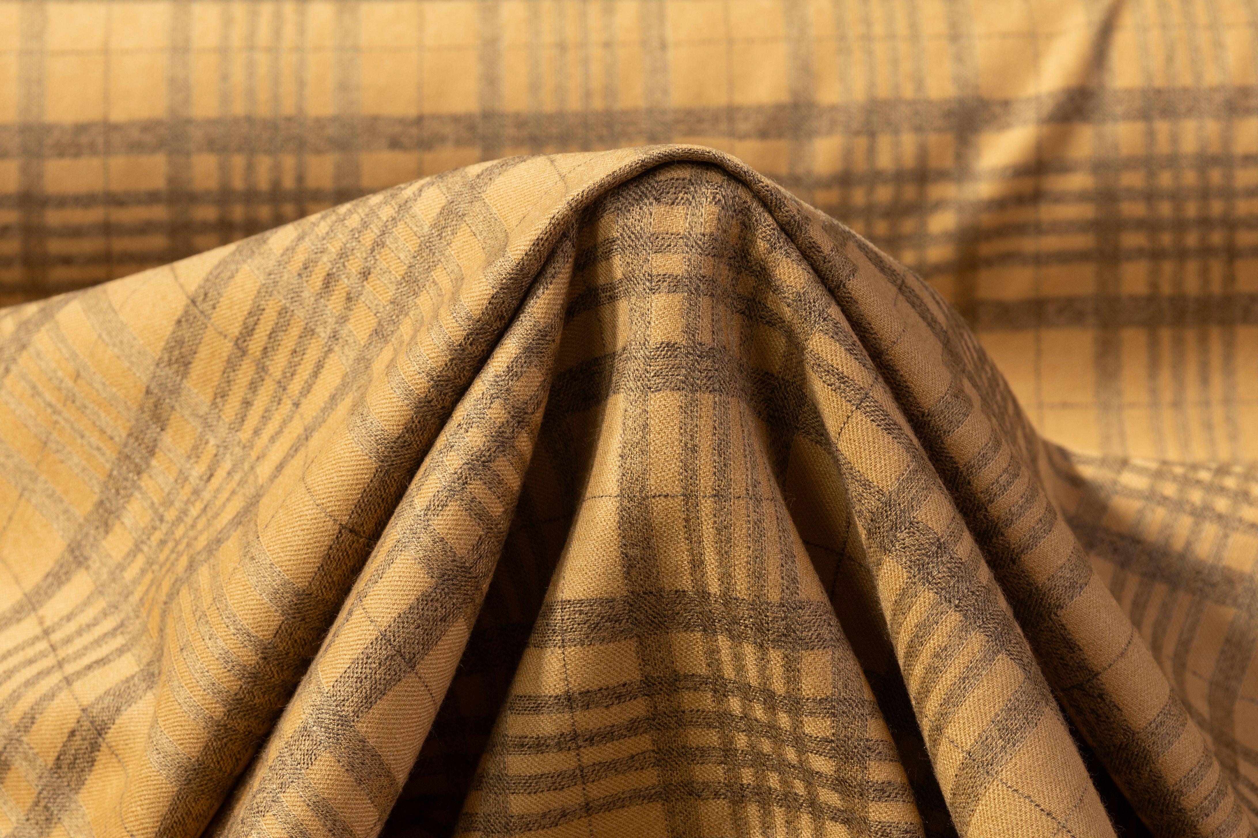 Checked Italian Stretch Wool - Light Brown / Taupe