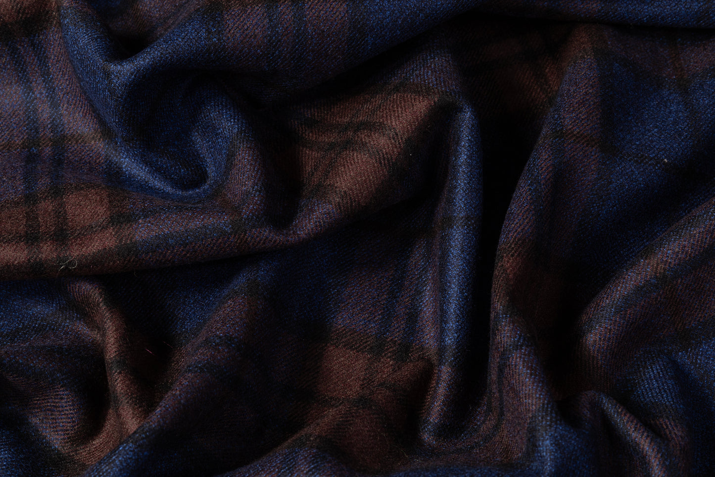 Double Faced Checked Italian Wool - Blue / Brown