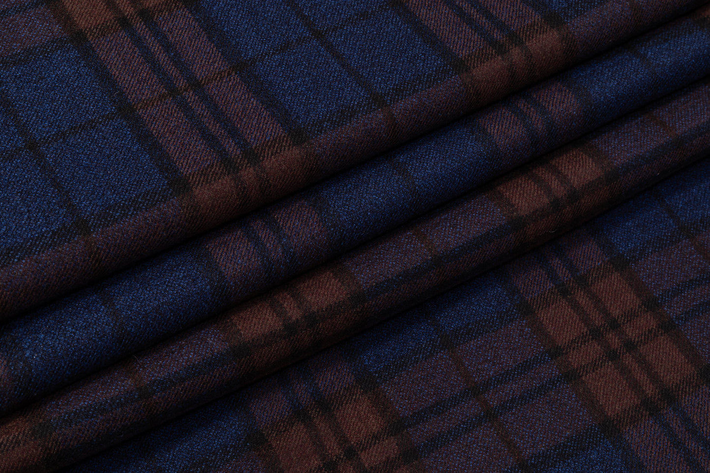 Double Faced Checked Italian Wool - Blue / Brown