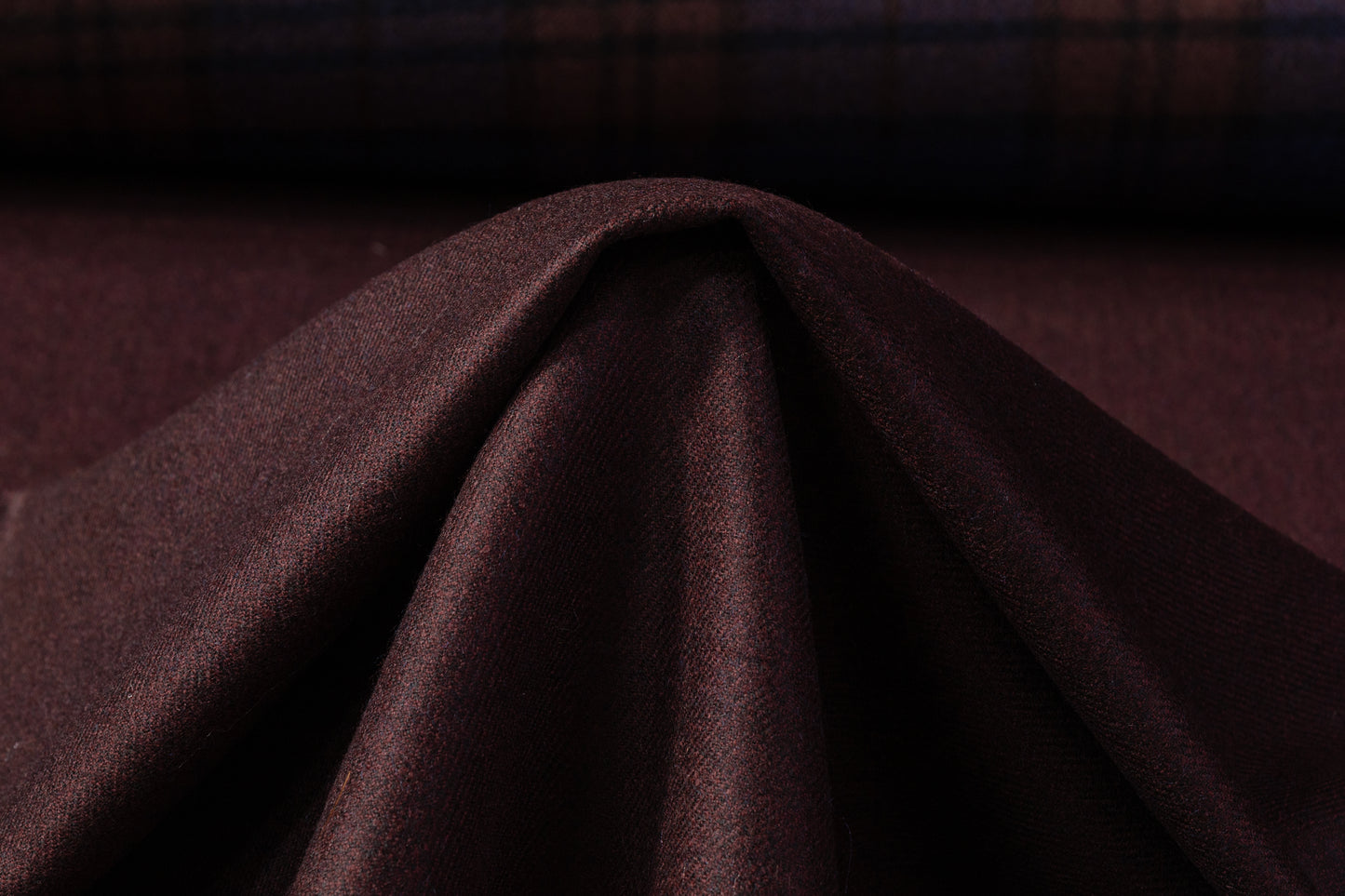 Double Faced Checked Italian Wool - Blue / Brown