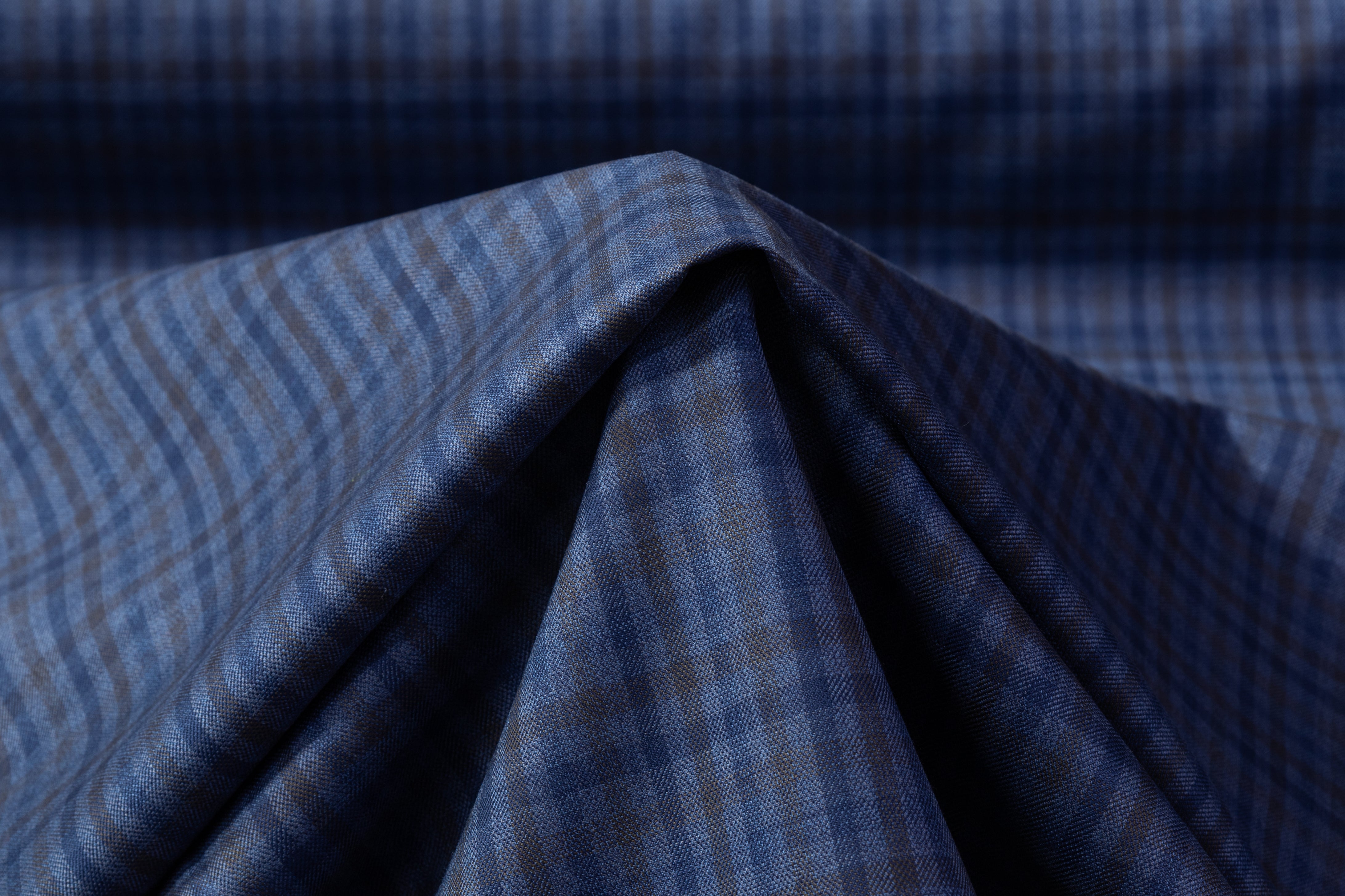 Checked Italian Wool Suiting - Blue