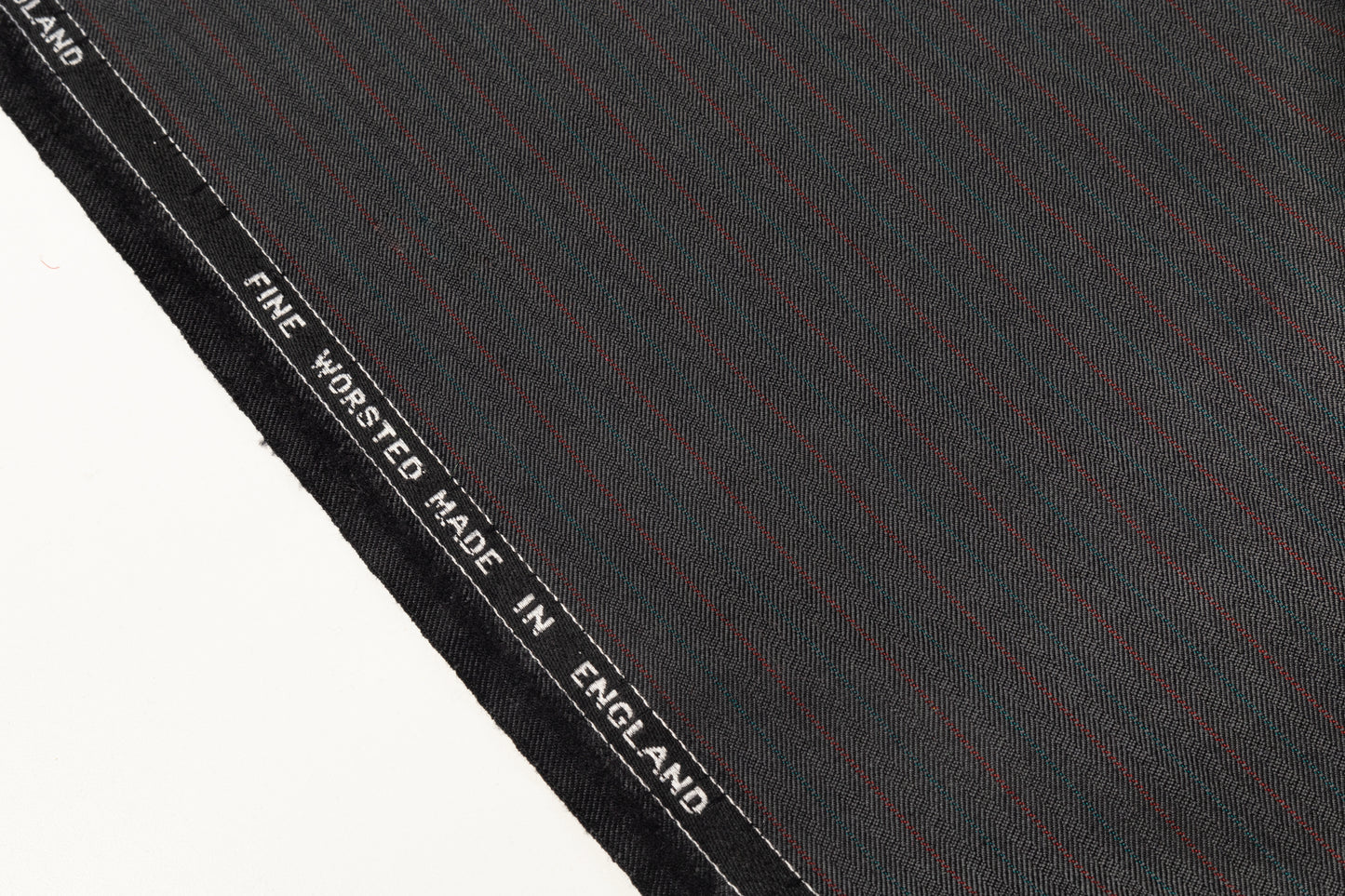 Striped Worsted Wool Suiting - Gray / Green / Red