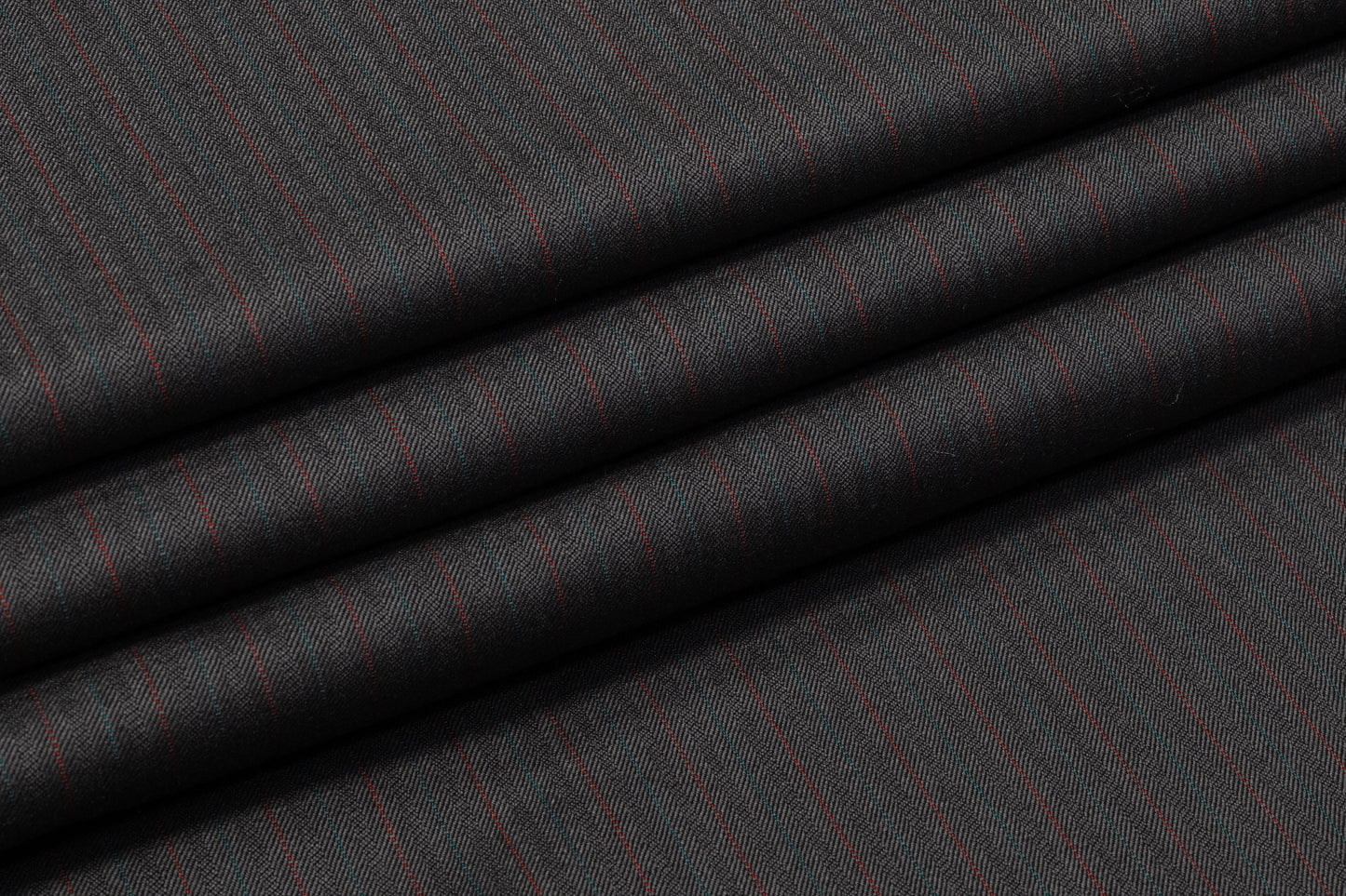 Striped Worsted Wool Suiting - Gray / Green / Red