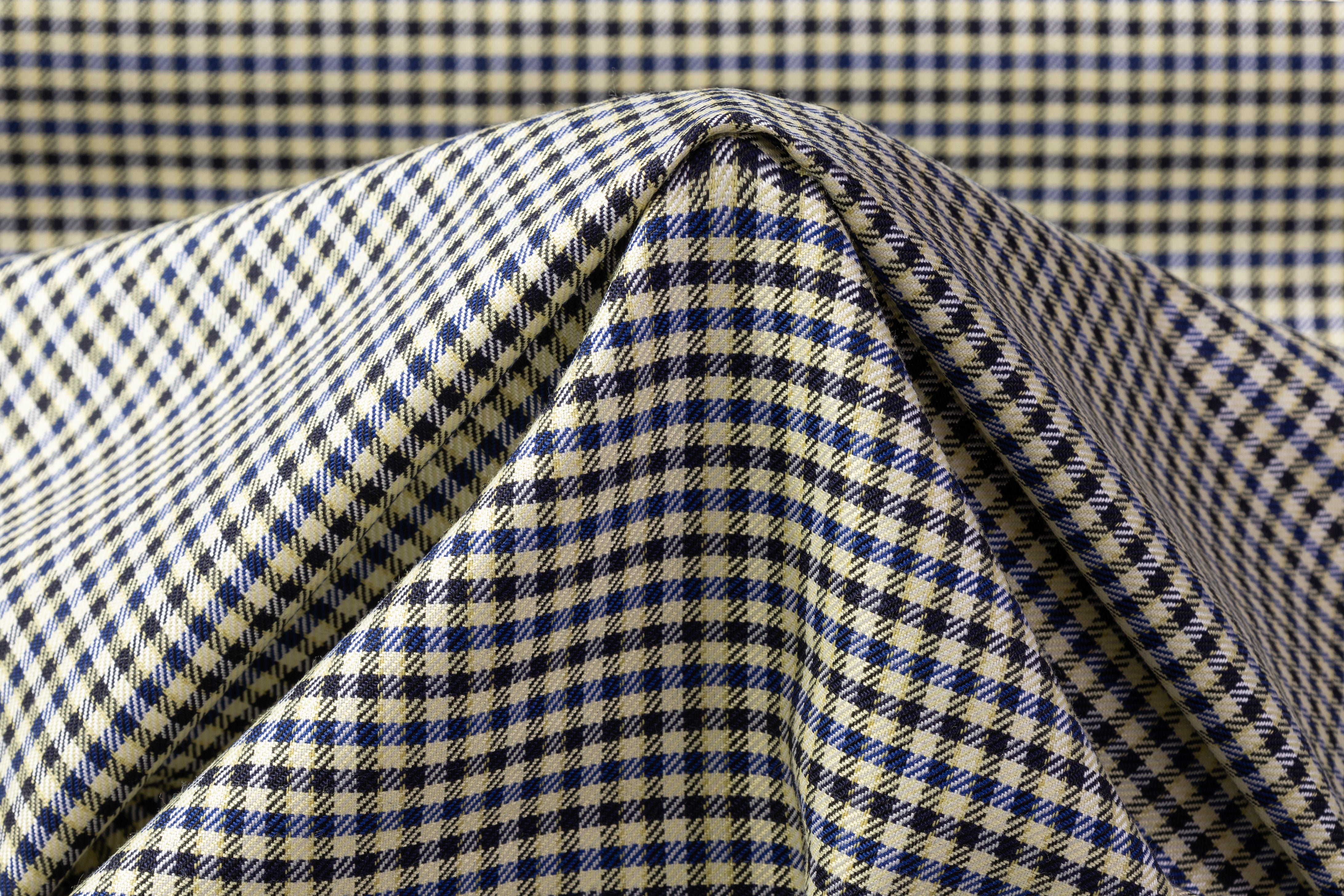 Marzotto - Italian Wool Blend Suiting - Yellow / Blue / Black