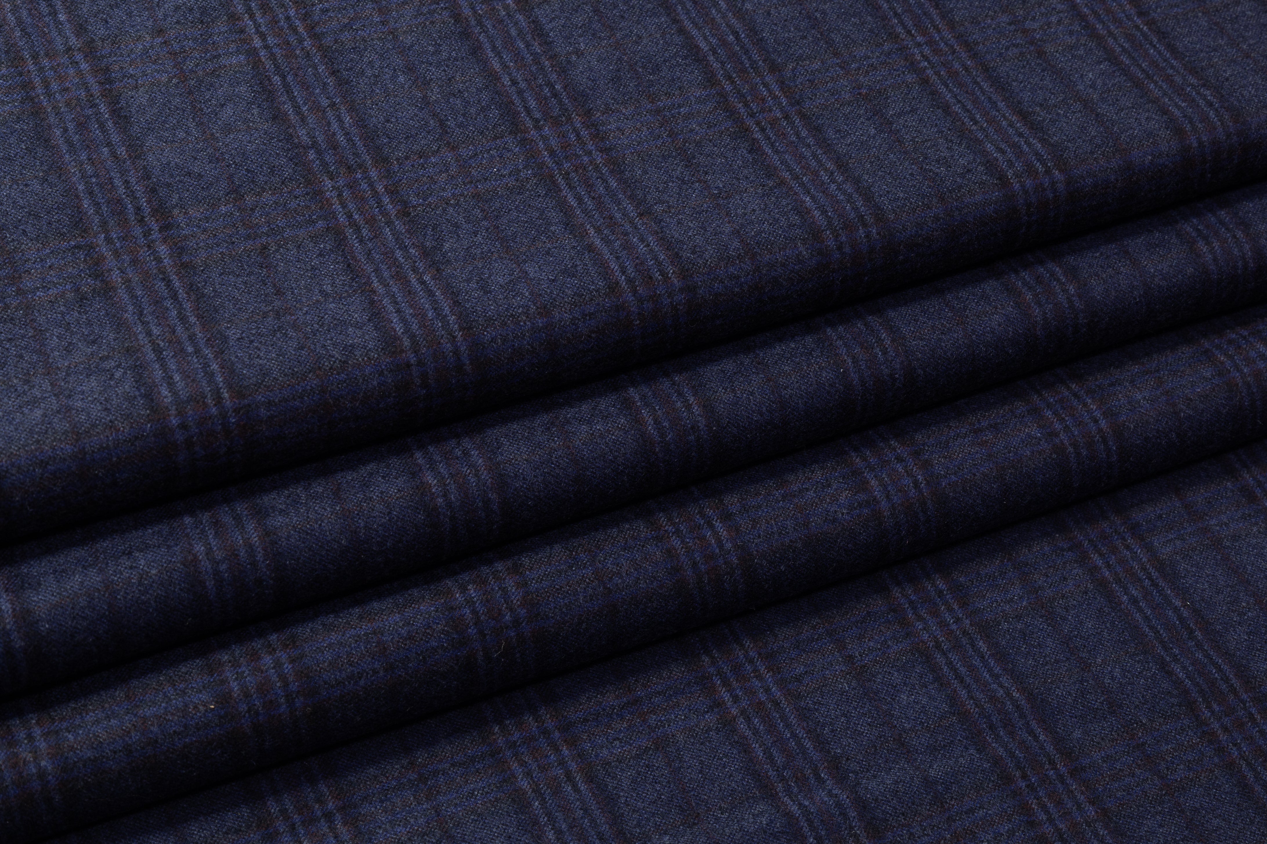 Carnet - Checked Italian Super 130s Wool Flannel Suiting - Navy