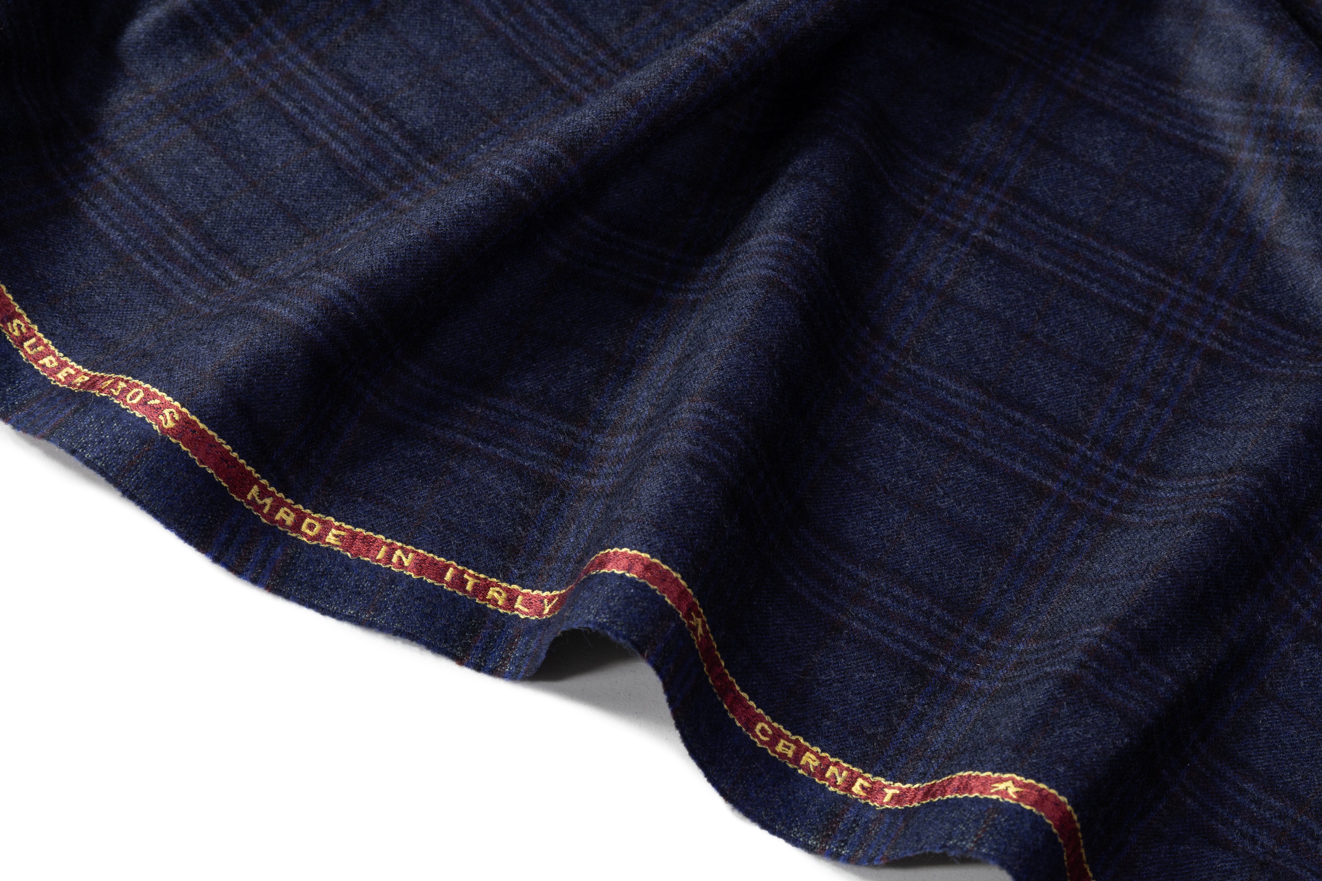 Carnet - Checked Italian Super 130s Wool Flannel Suiting - Navy