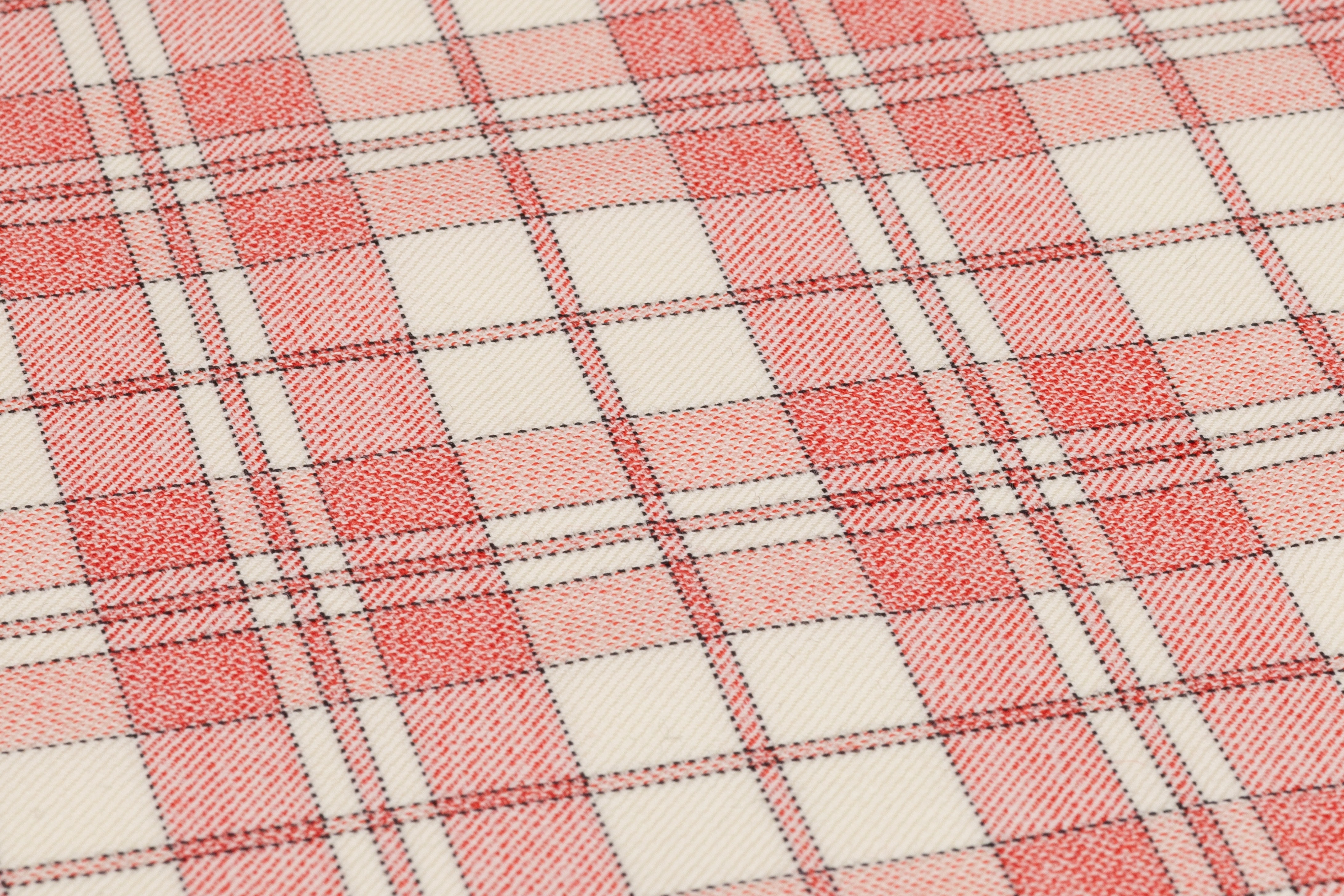 Checked Italian Wool Suiting - Coral Pink / Ivory