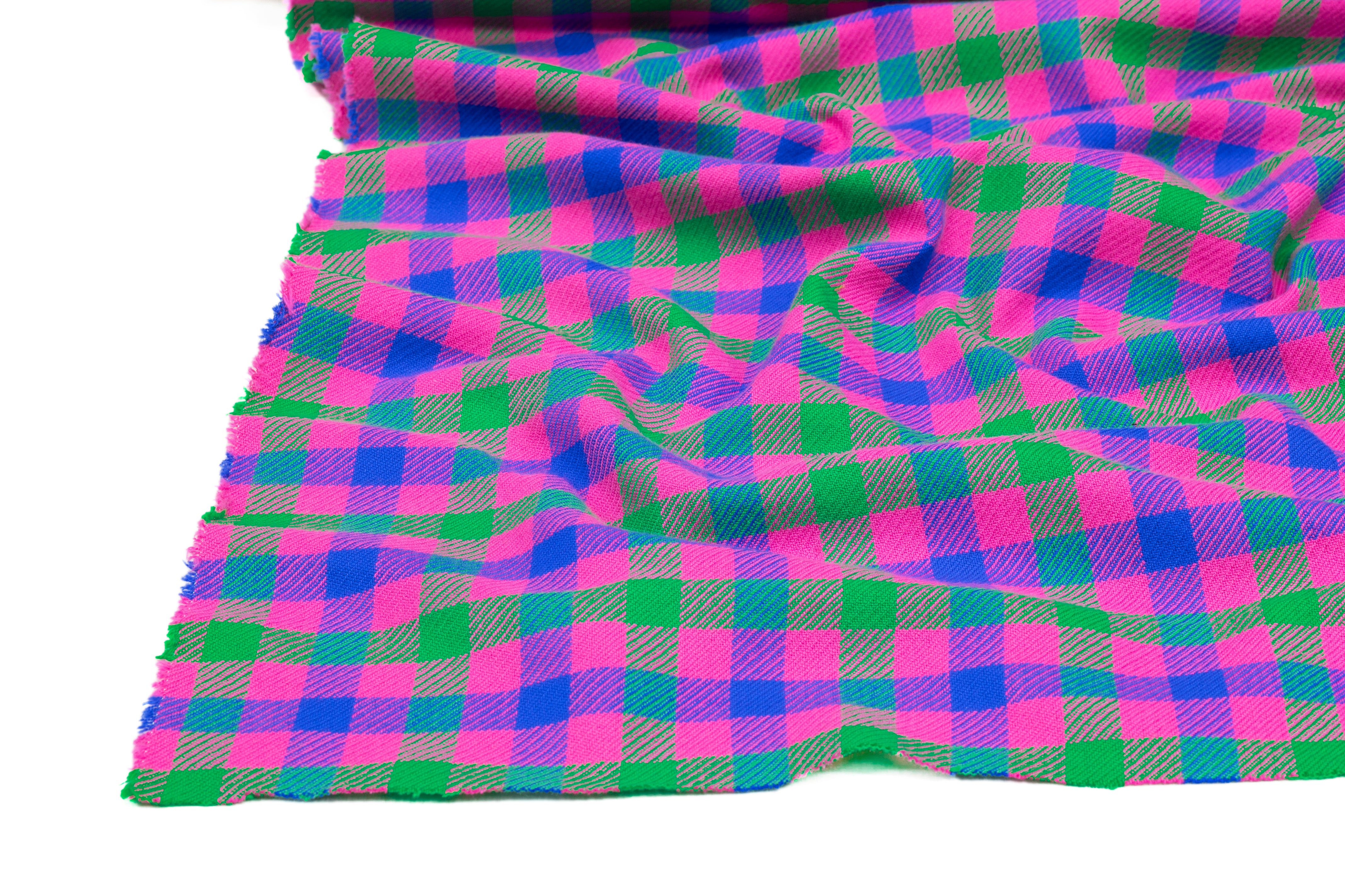 Plaid Italian Cotton Flannel - Pink / Green / Blue