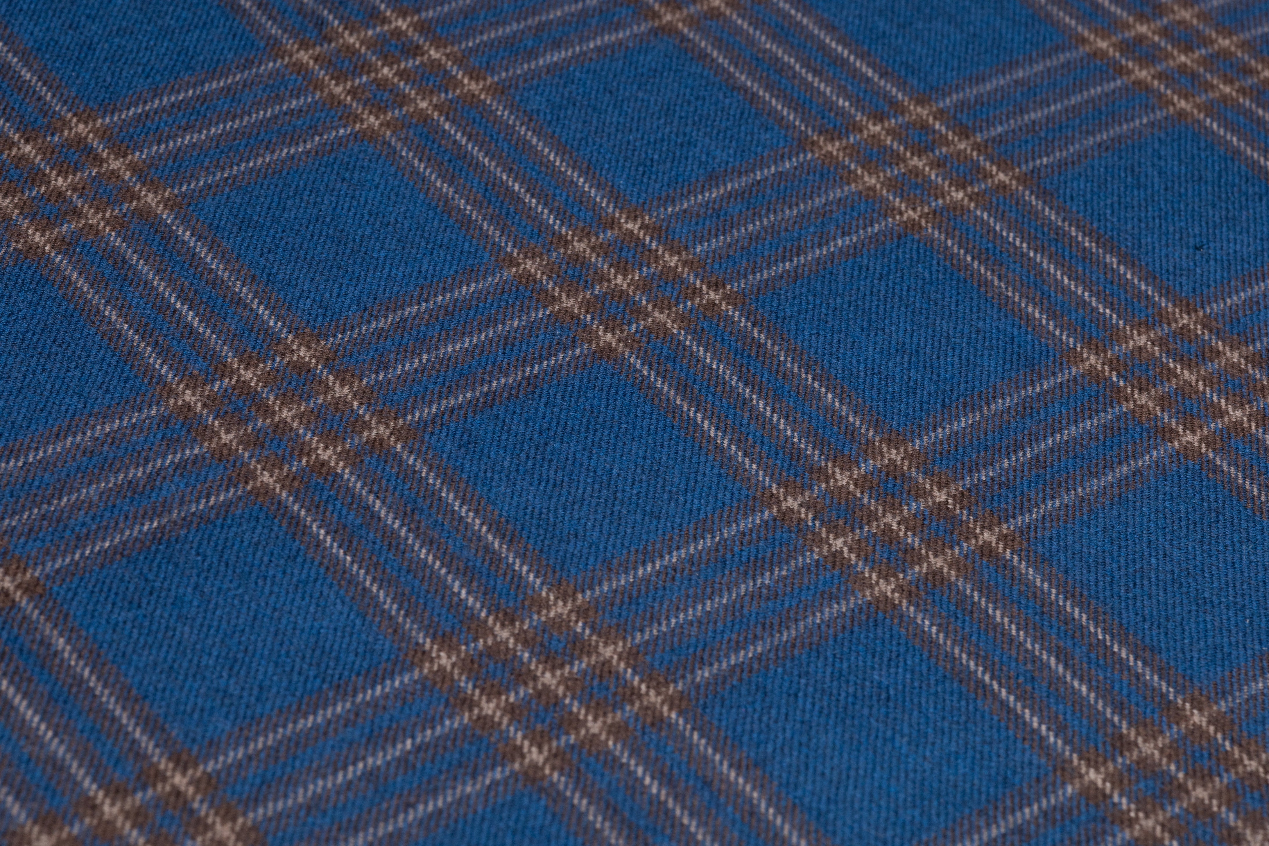 Plaid Italian Wool Flannel Suiting - Blue / Brown