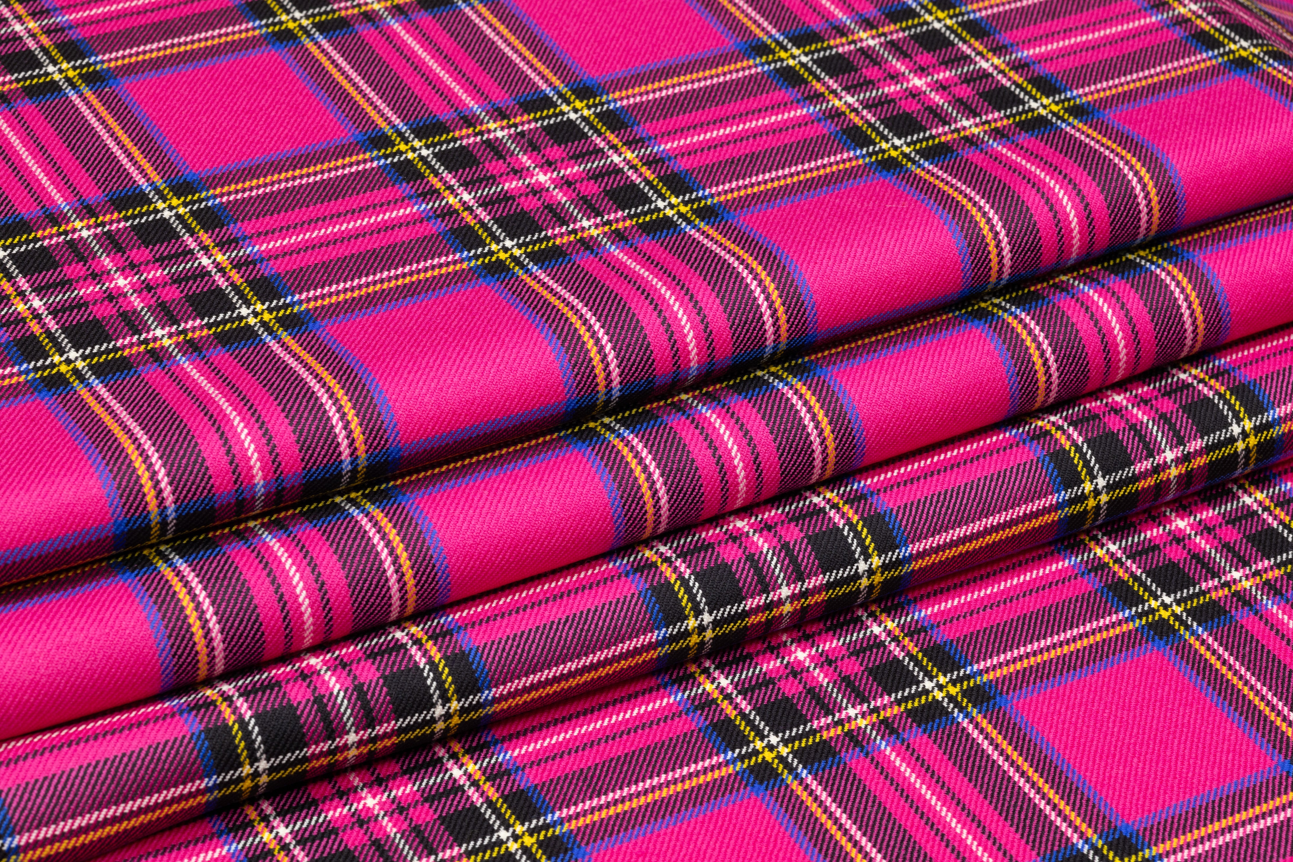 Tartan Italian Wool Suiting - Pink