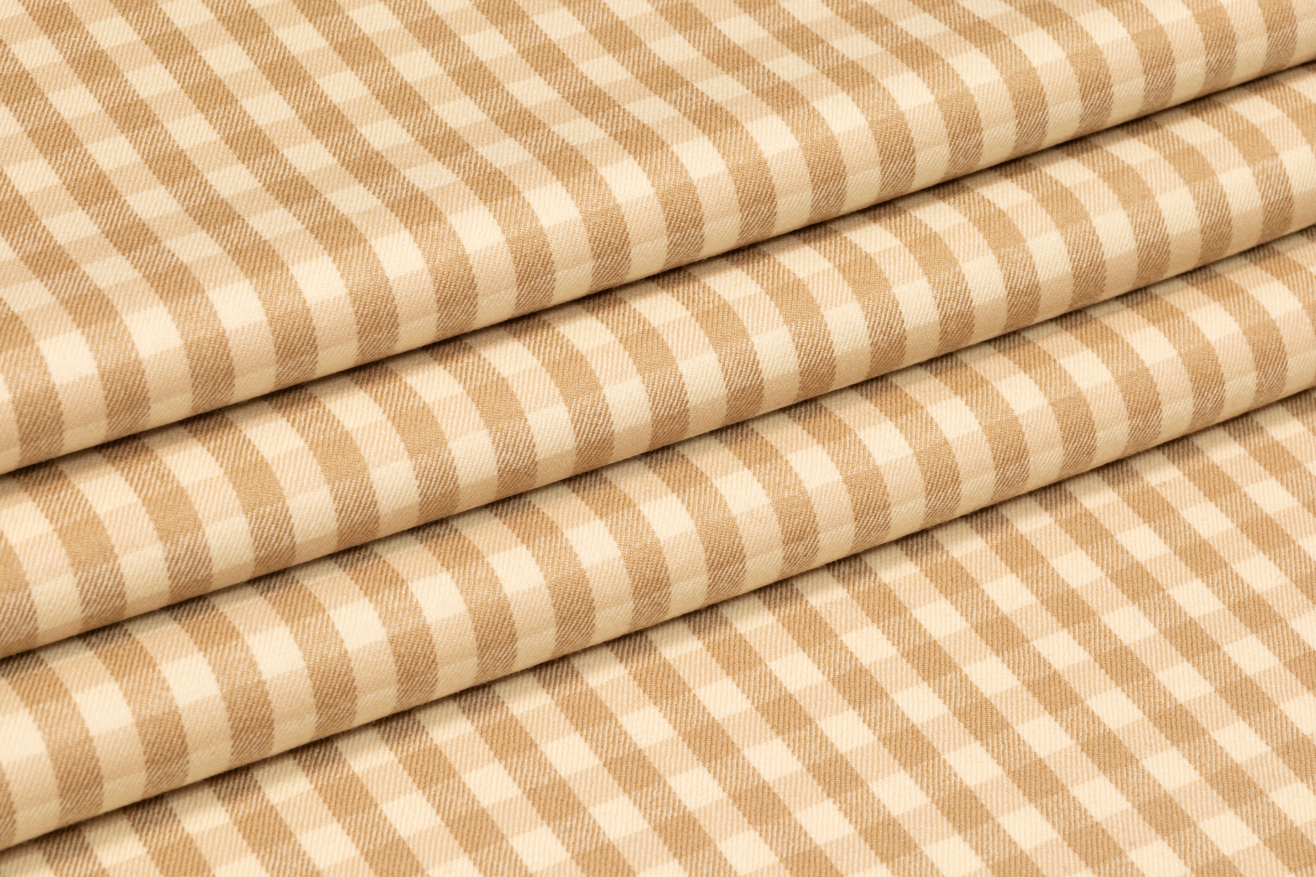 Checked Italian Wool Suiting - Beige