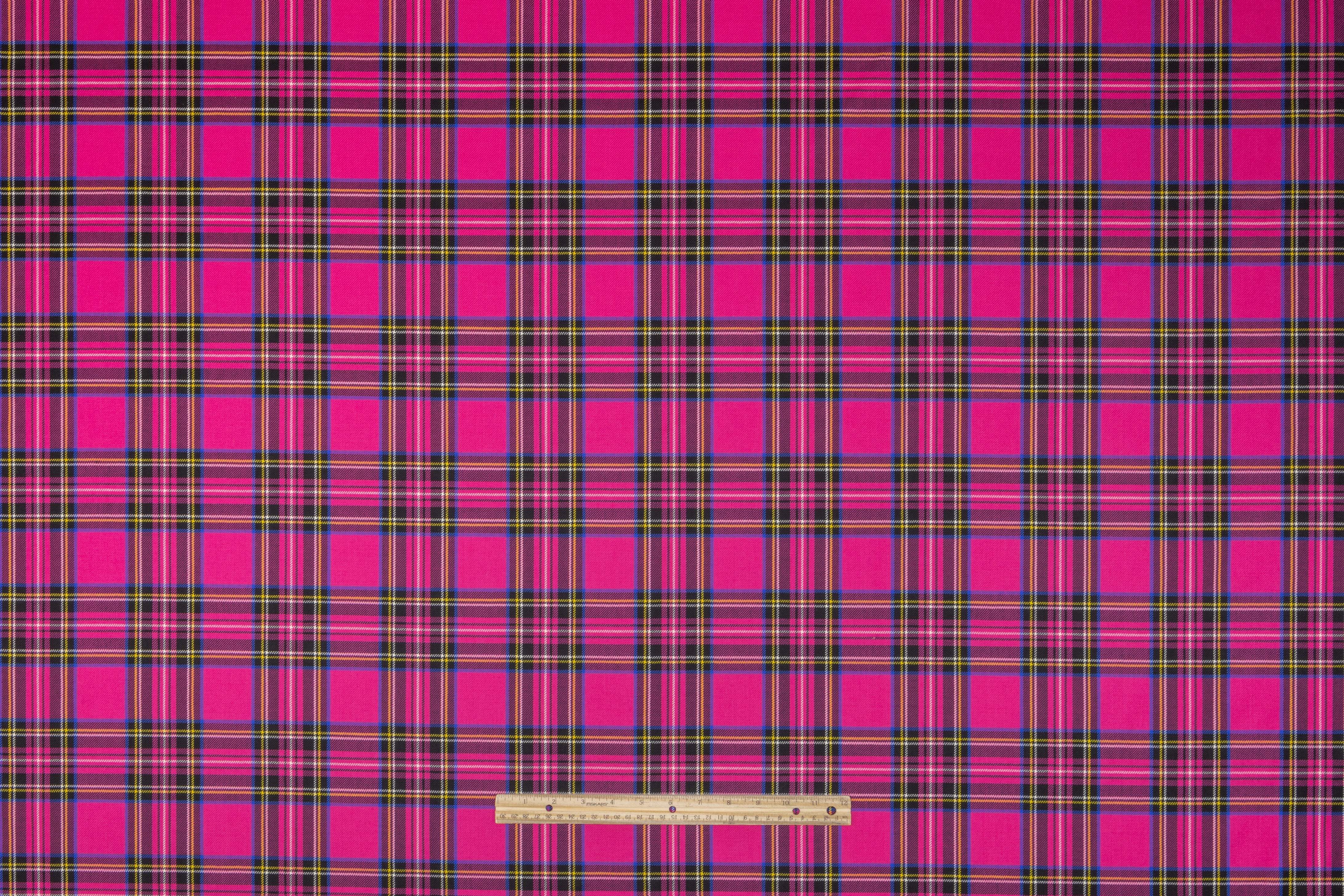 Tartan Italian Wool Suiting - Pink