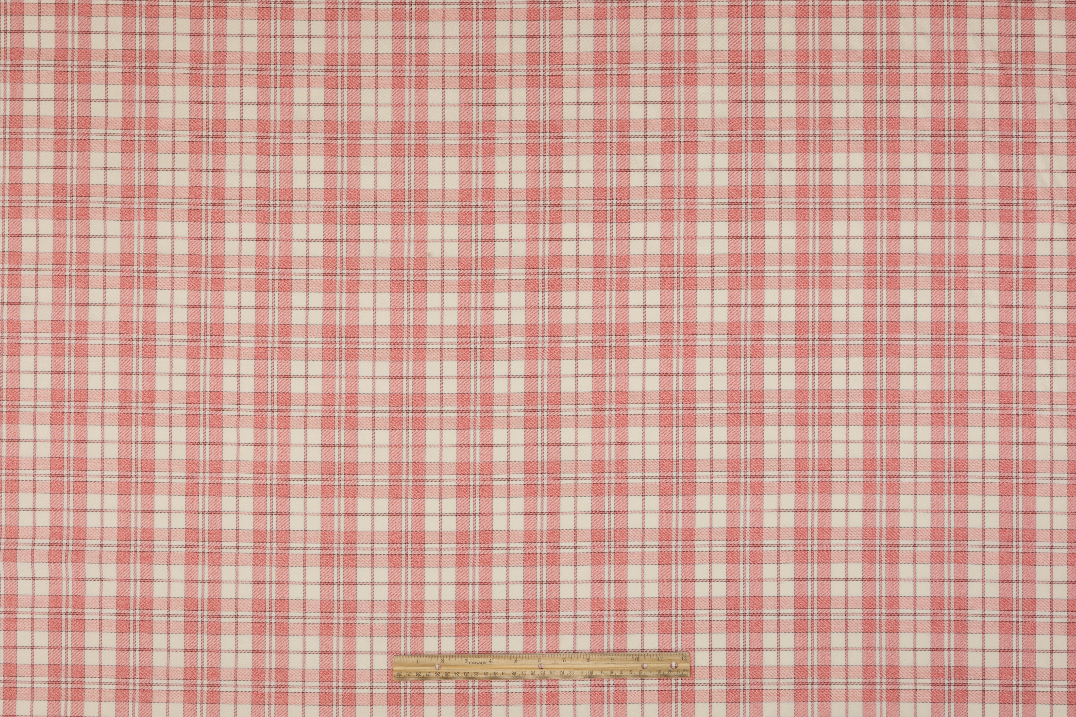 Checked Italian Wool Suiting - Coral Pink / Ivory