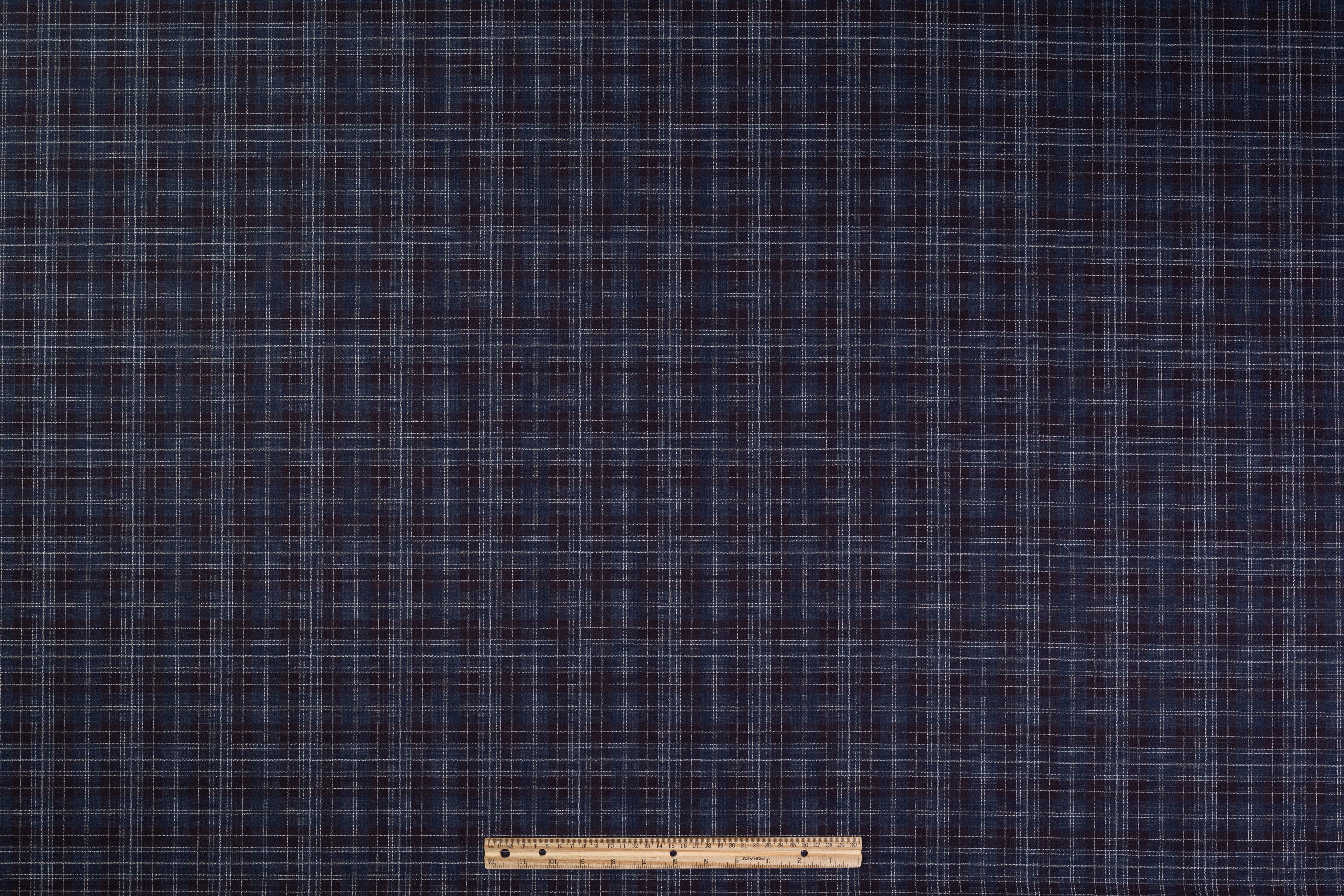 Checked Italian Wool Suiting - Navy / Burgundy / White