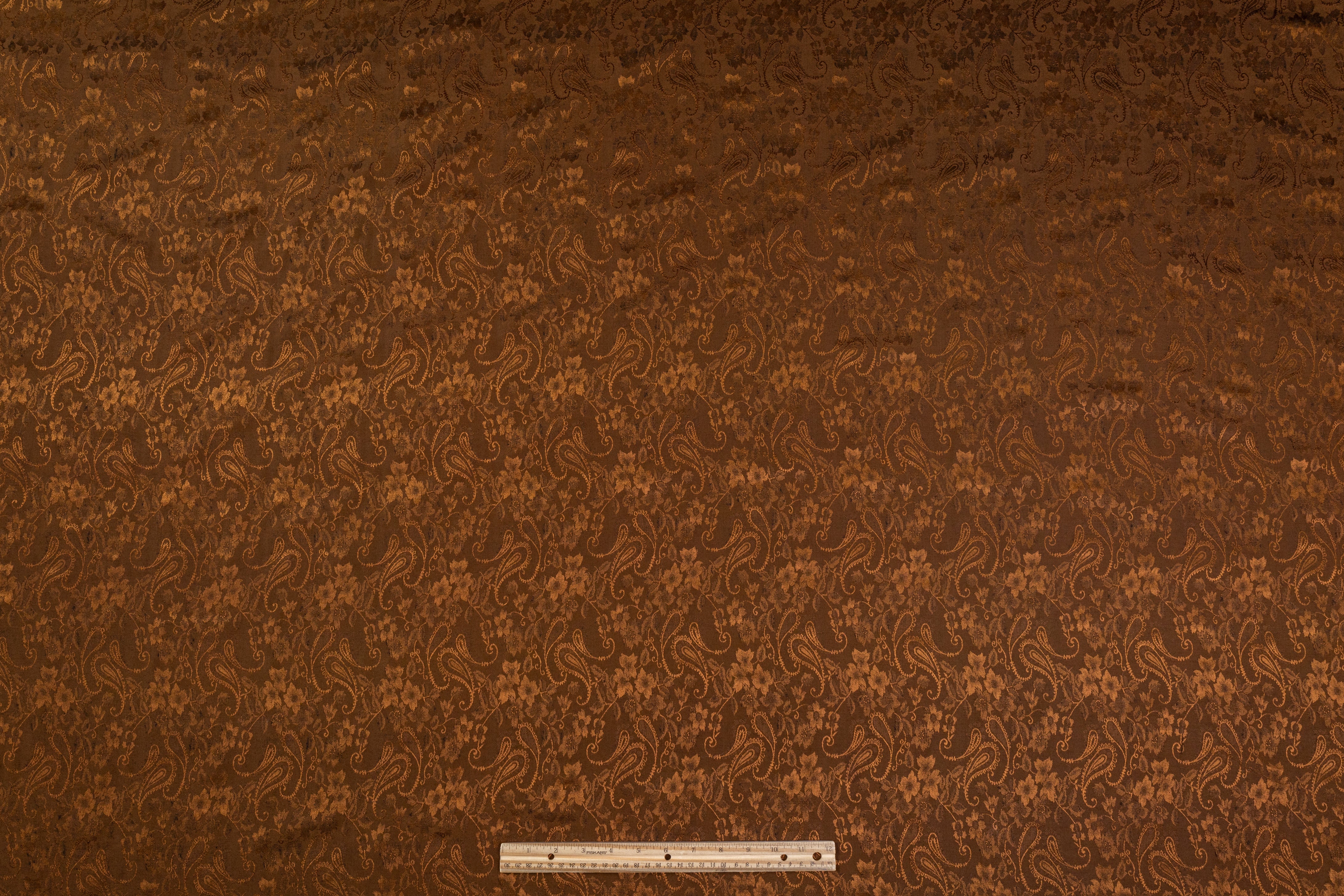 Paisley Italian Viscose Acetate Jacquard - Brown