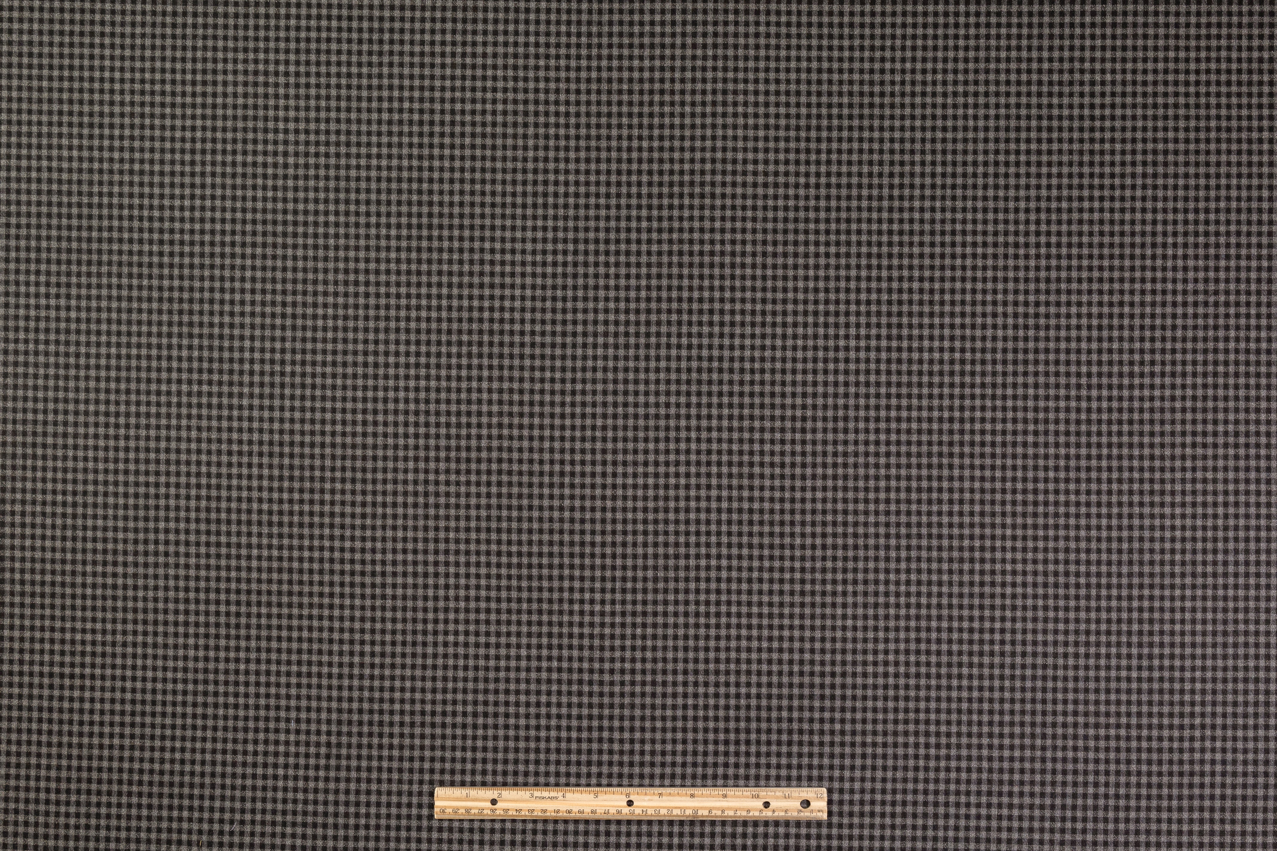Gingham Checked Italian Wool Suiting - Gray / Dark Brown