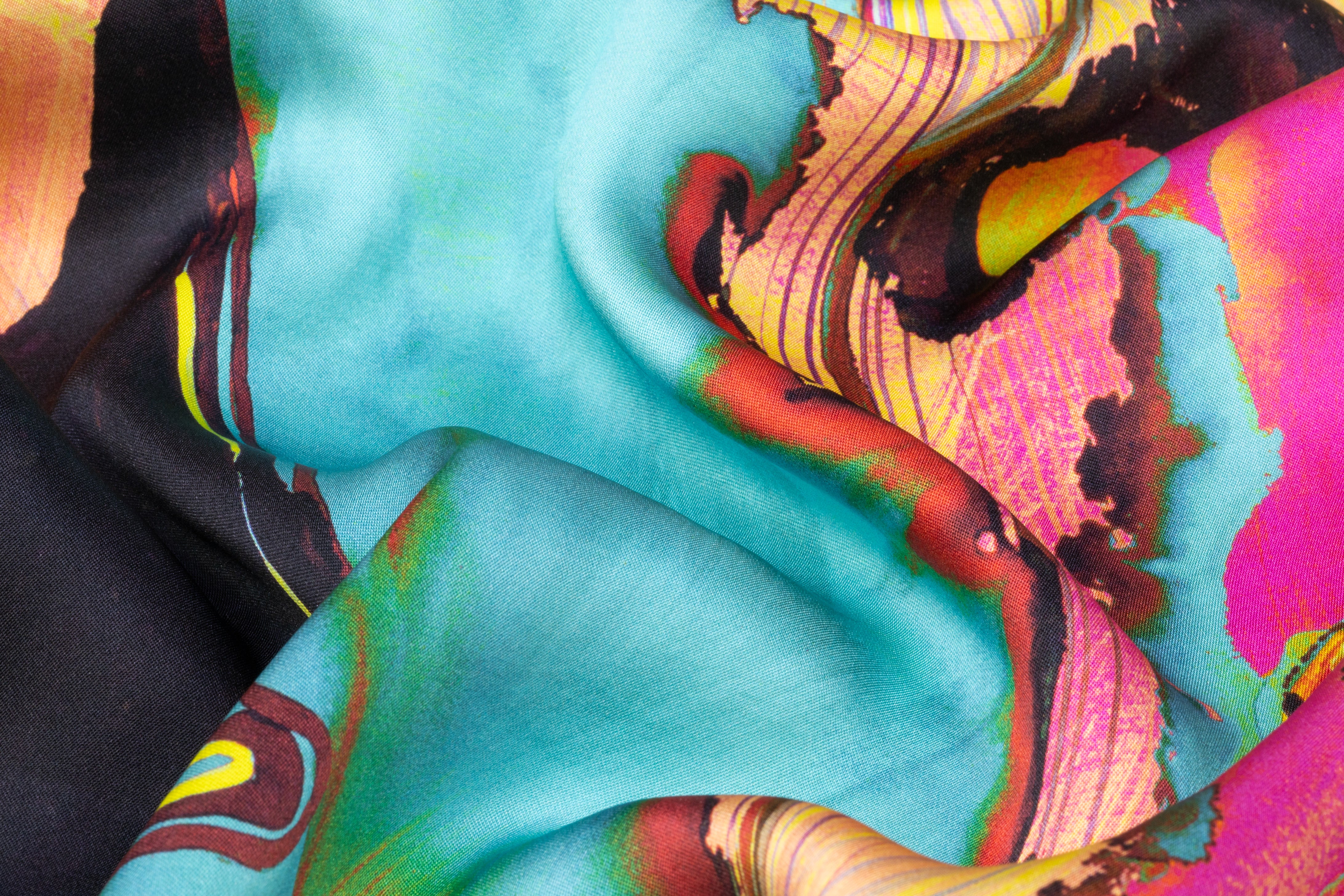 Abstract Italian Double Satin Silk Charmeuse - Multicolor
