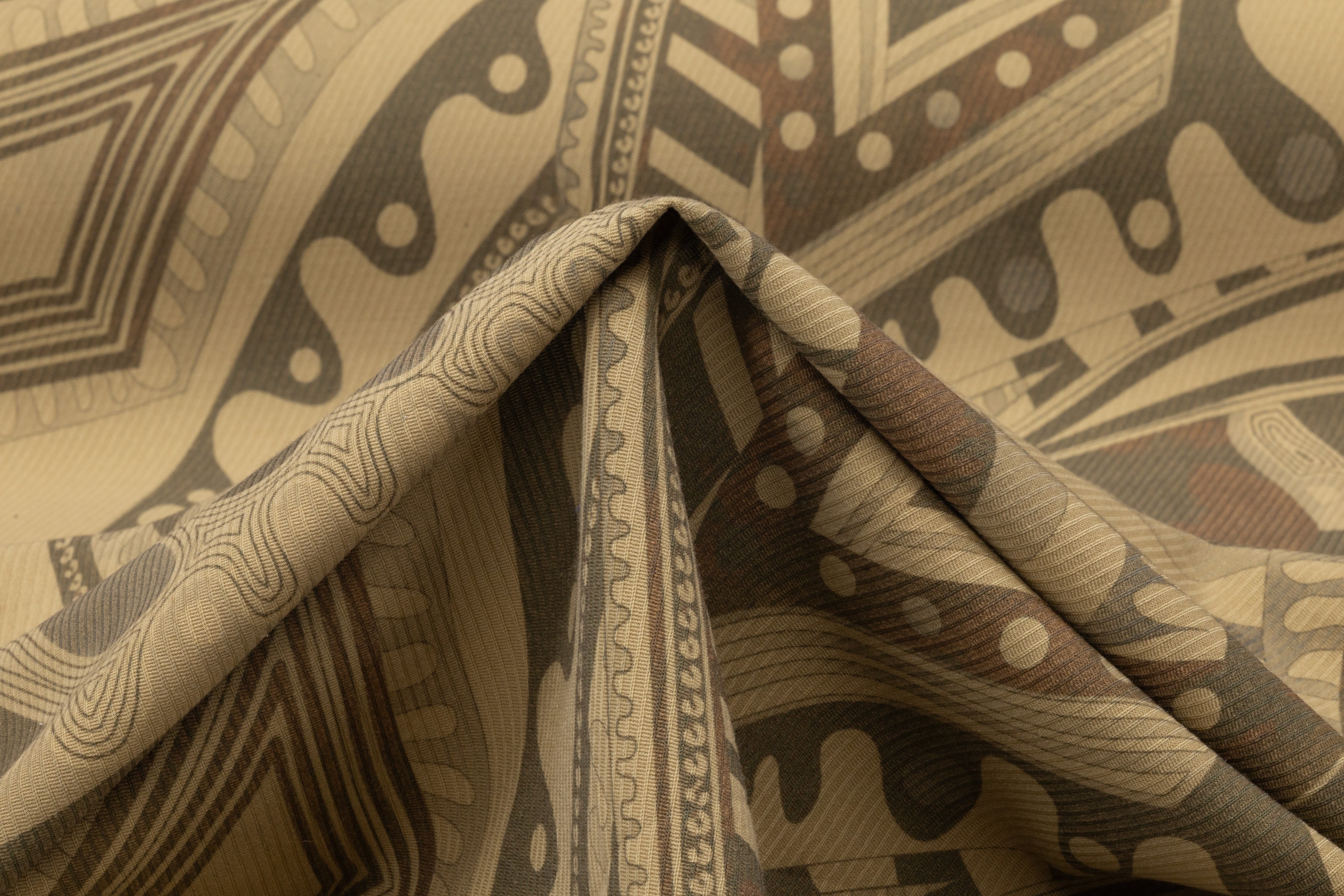 Abstract Geometric Printed Italian Wool - Brown