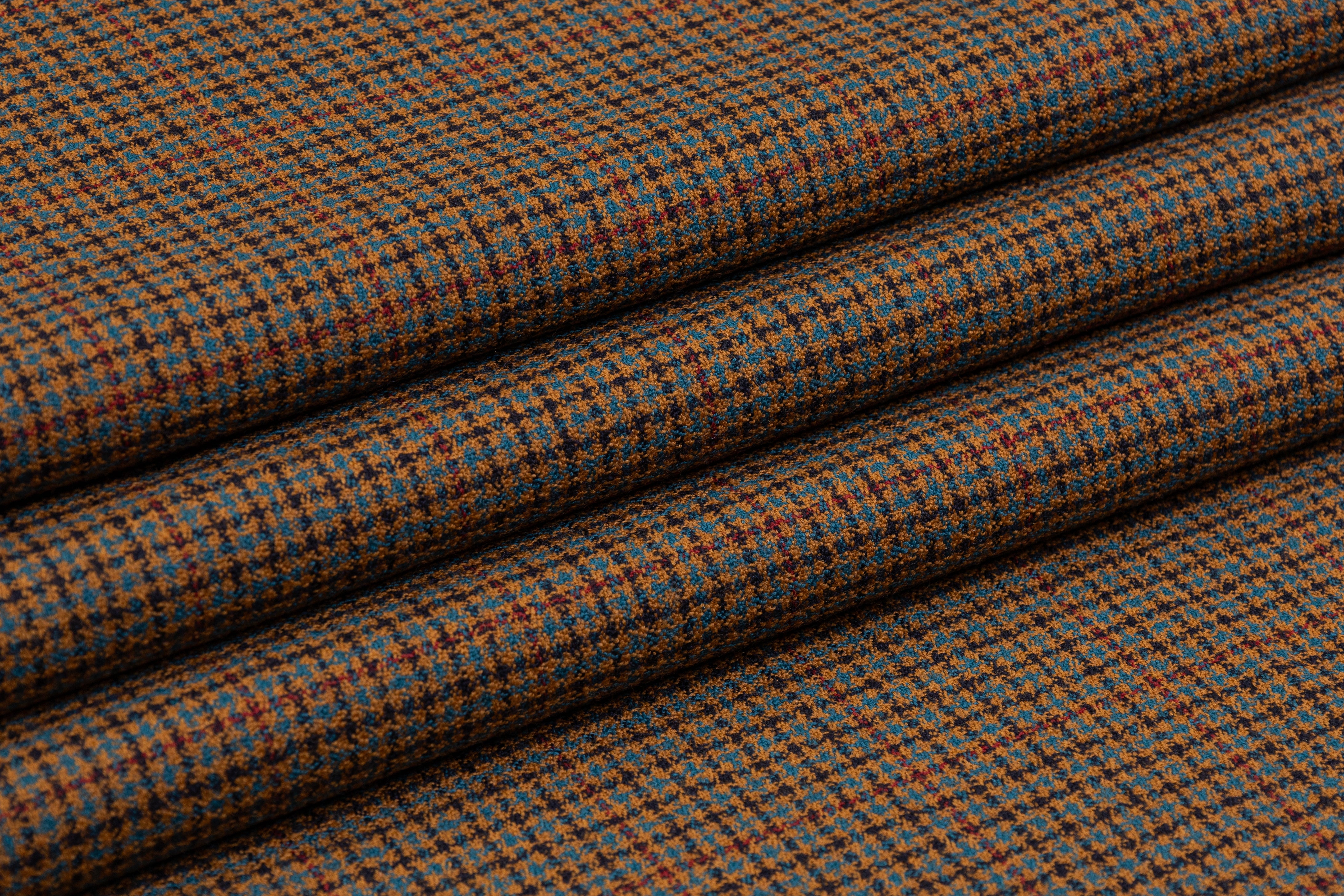 Ferla - Checked Italian Wool Suiting - Brown / Teal / Burgundy