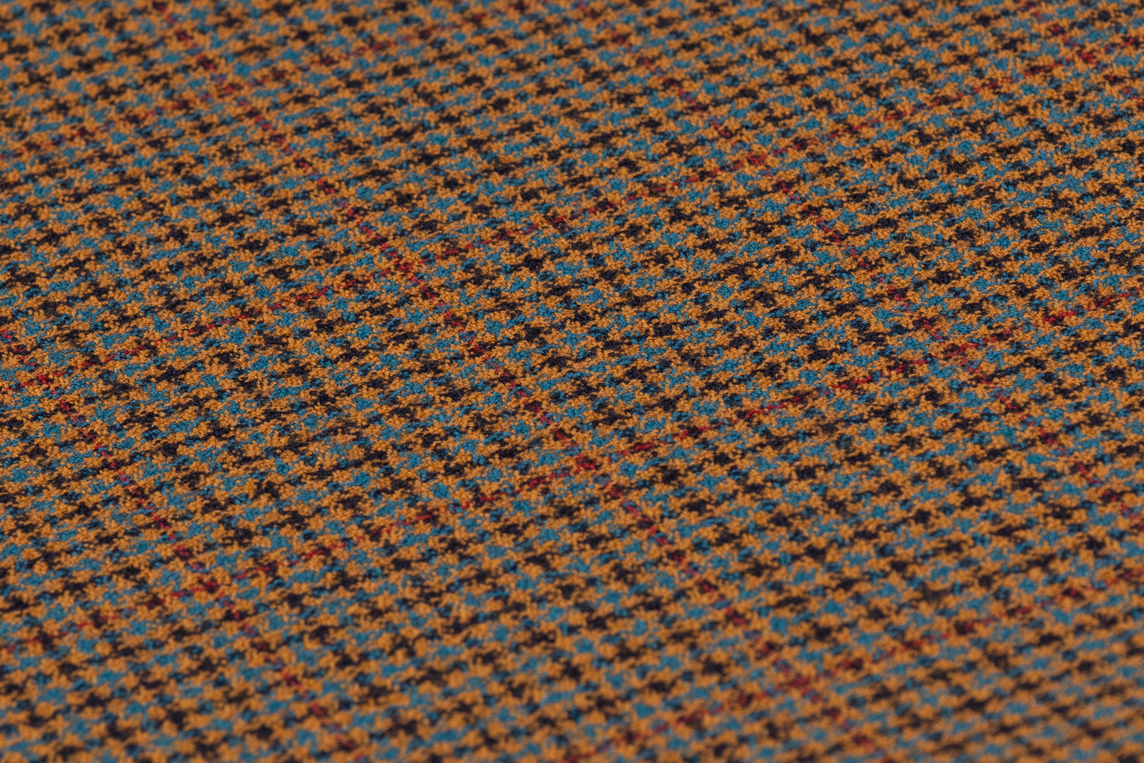 Ferla - Checked Italian Wool Suiting - Brown / Teal / Burgundy