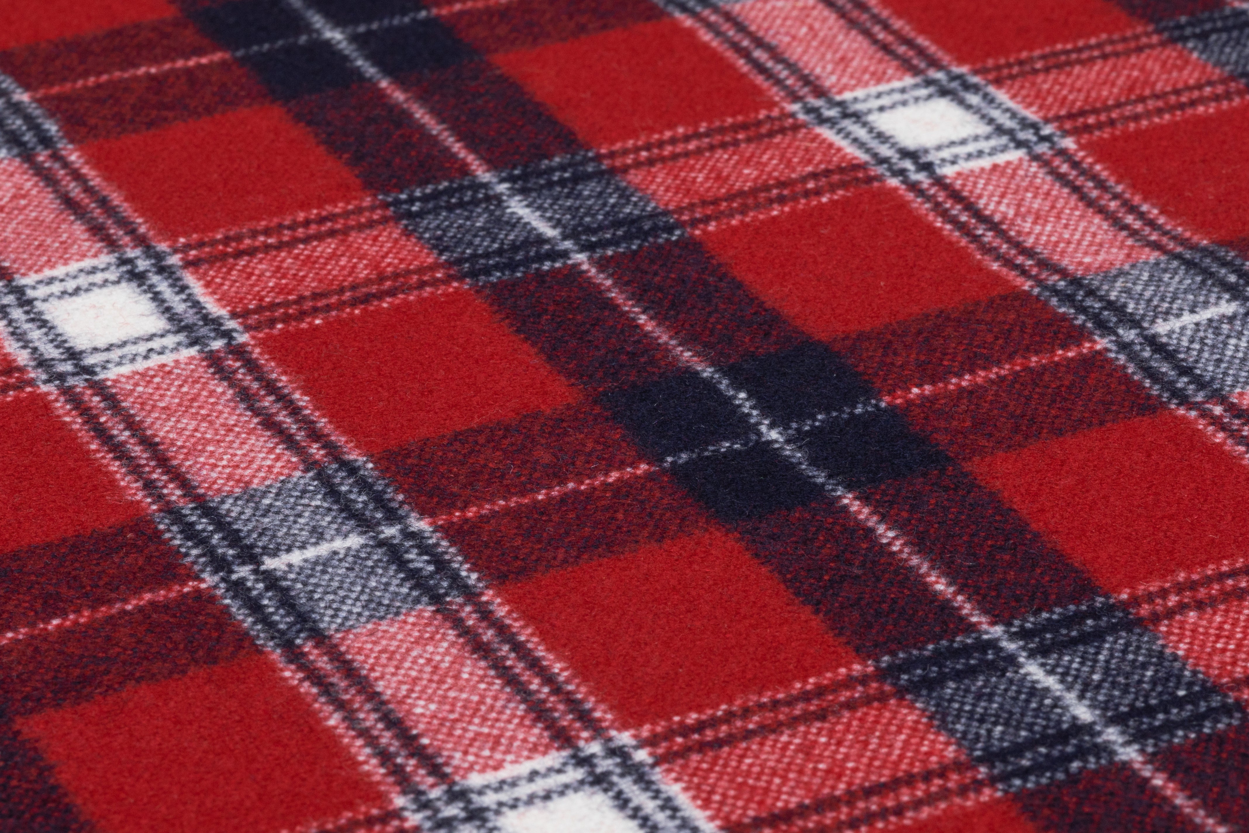 Plaid Italian Wool Suiting - Red / Navy