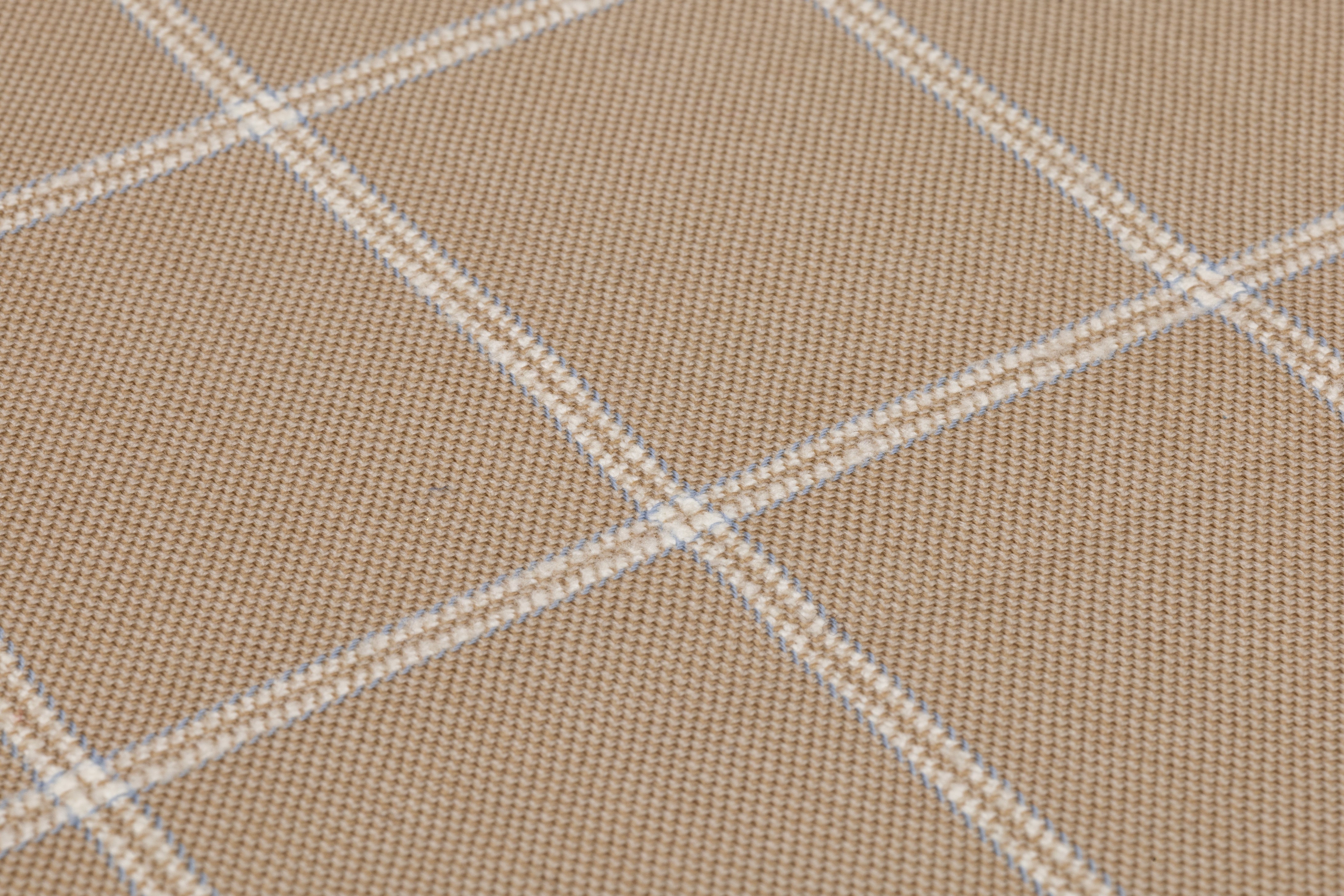 Textured Windowpane Italian Wool Suiting - Taupe / White / Blue