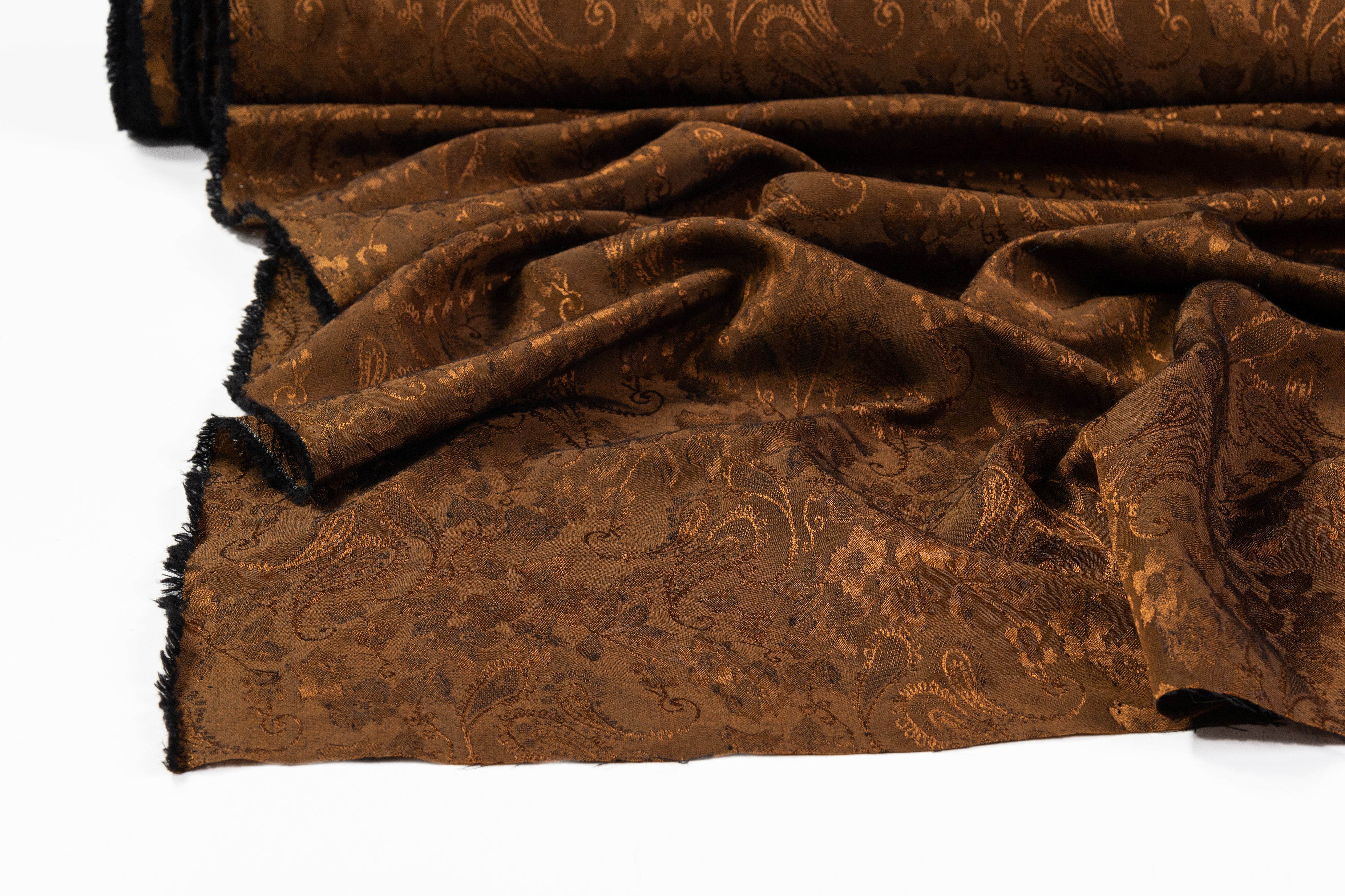 Paisley Italian Viscose Acetate Jacquard - Brown