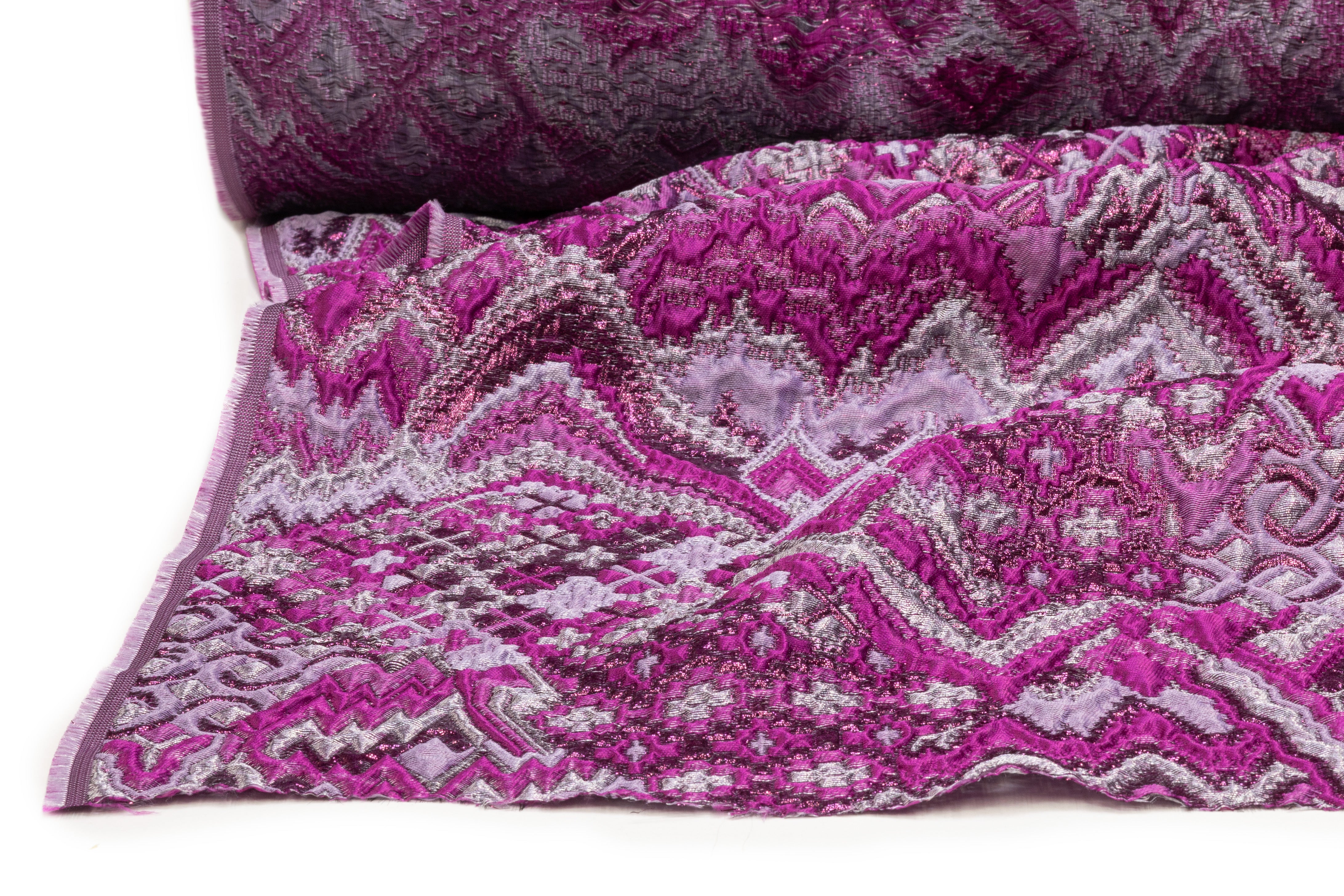 Abstract Metallic Italian Brocade - Fuchsia / Lavender