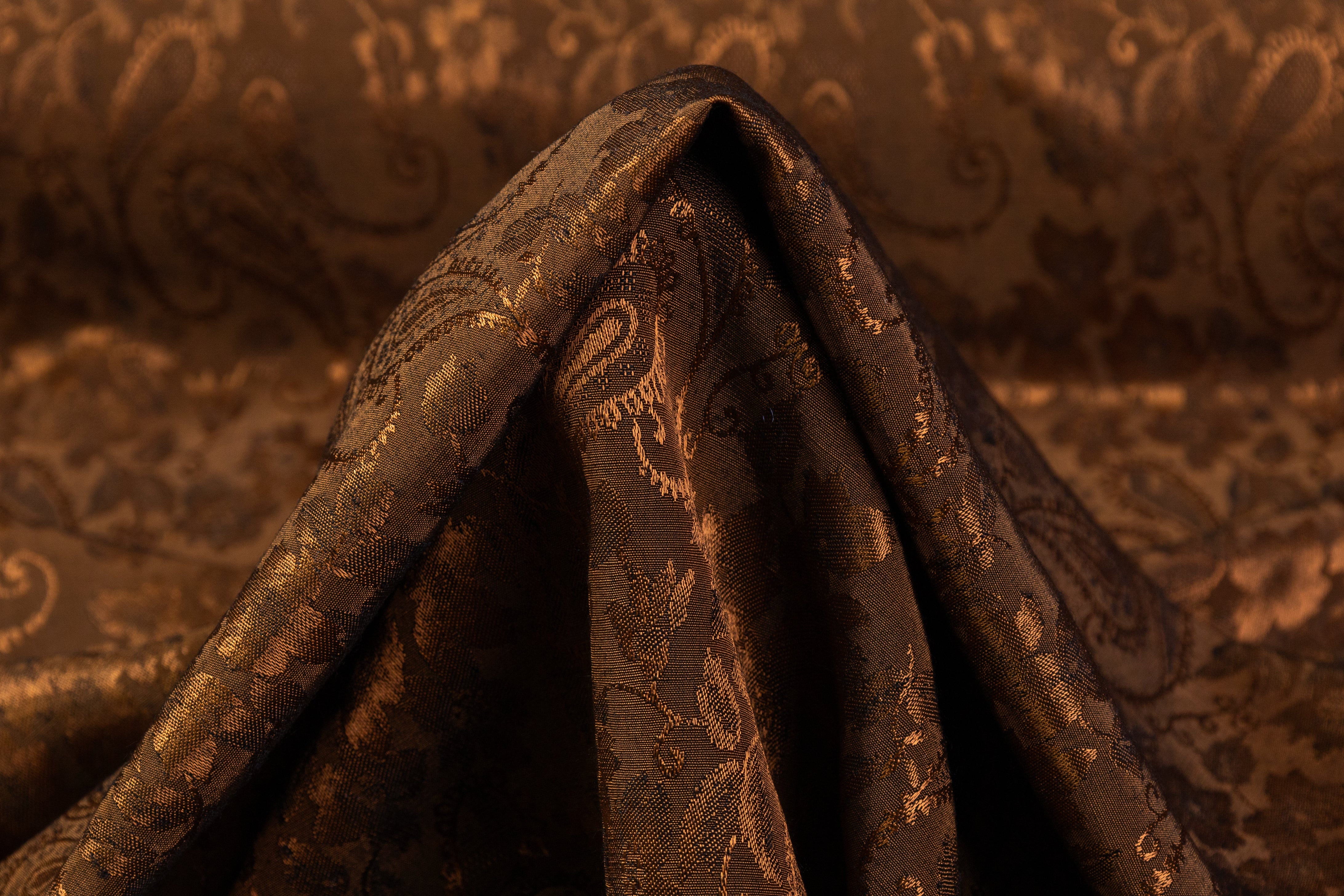 Paisley Italian Viscose Acetate Jacquard - Brown