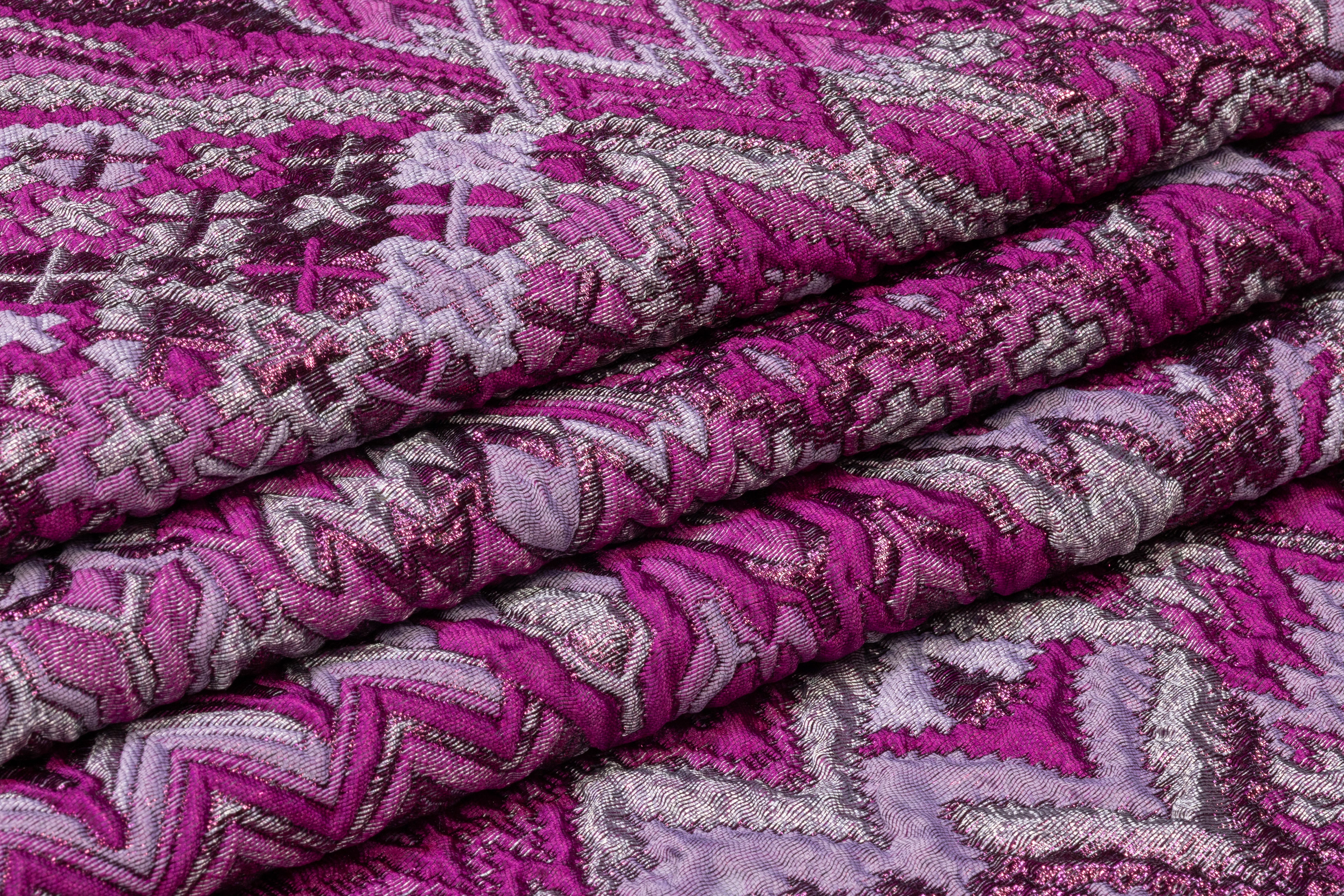 Abstract Metallic Italian Brocade - Fuchsia / Lavender