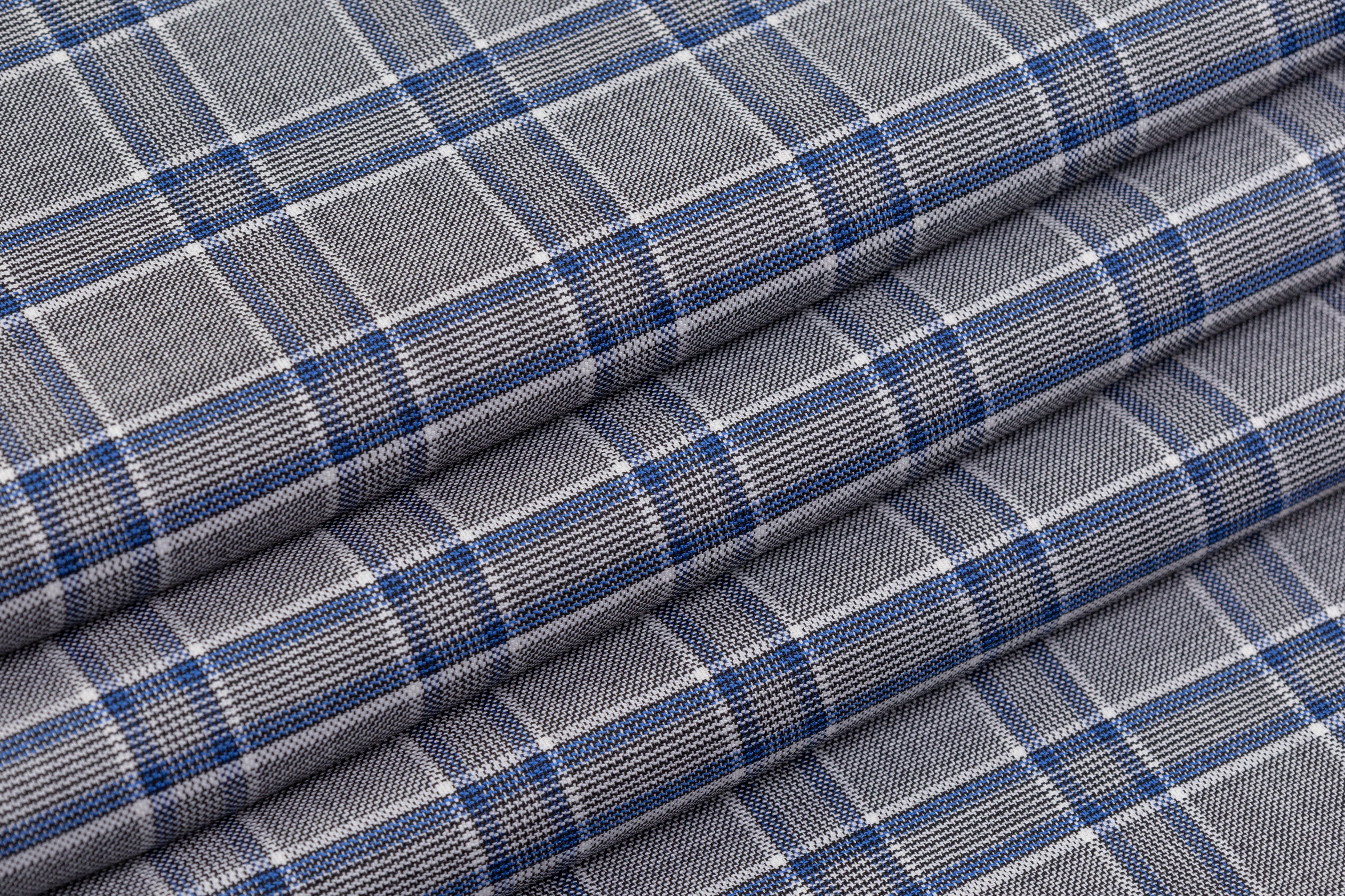 Reda - Checked Italian Wool Suiting - Gray / Blue