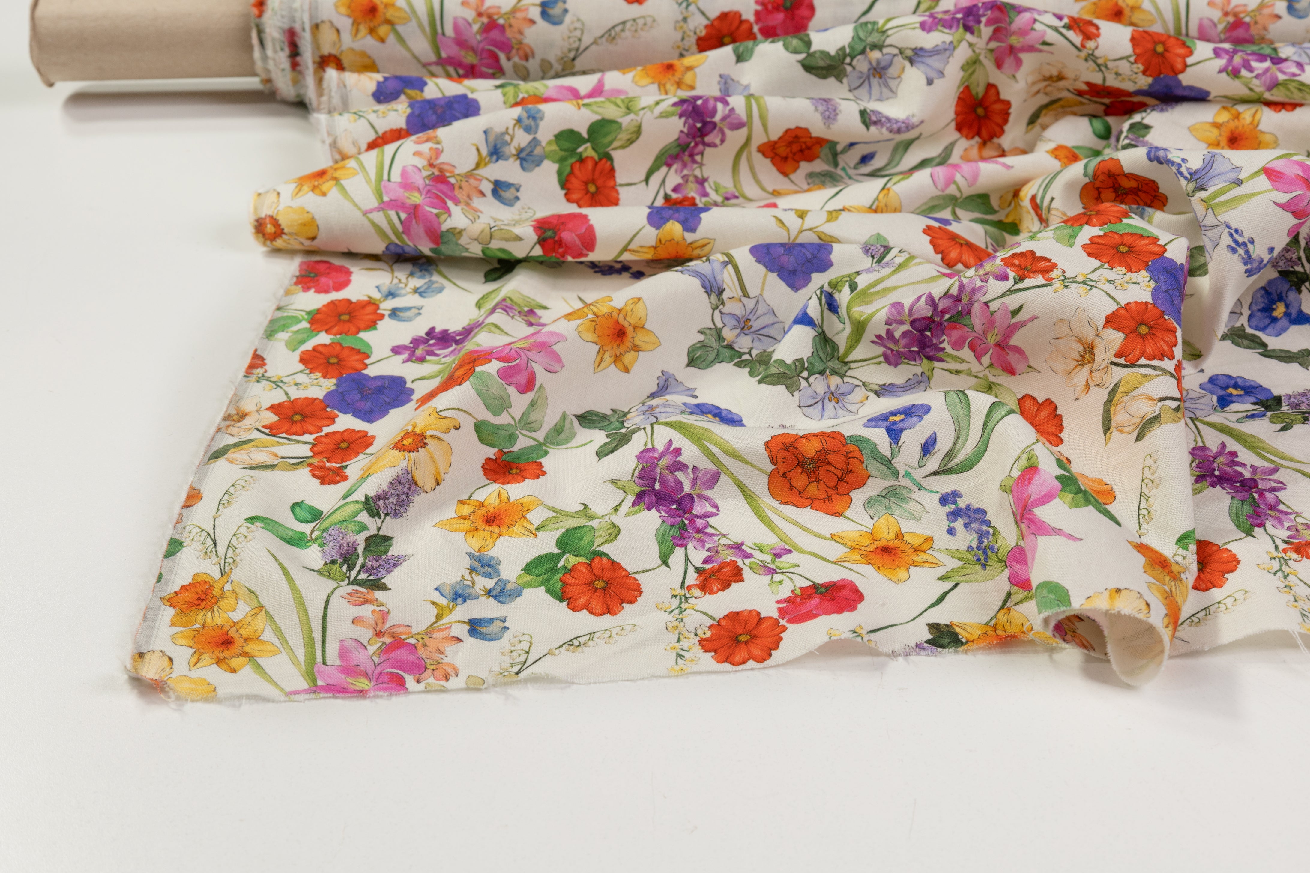 Floral Italian Linen Viscose Blend - Multicolor