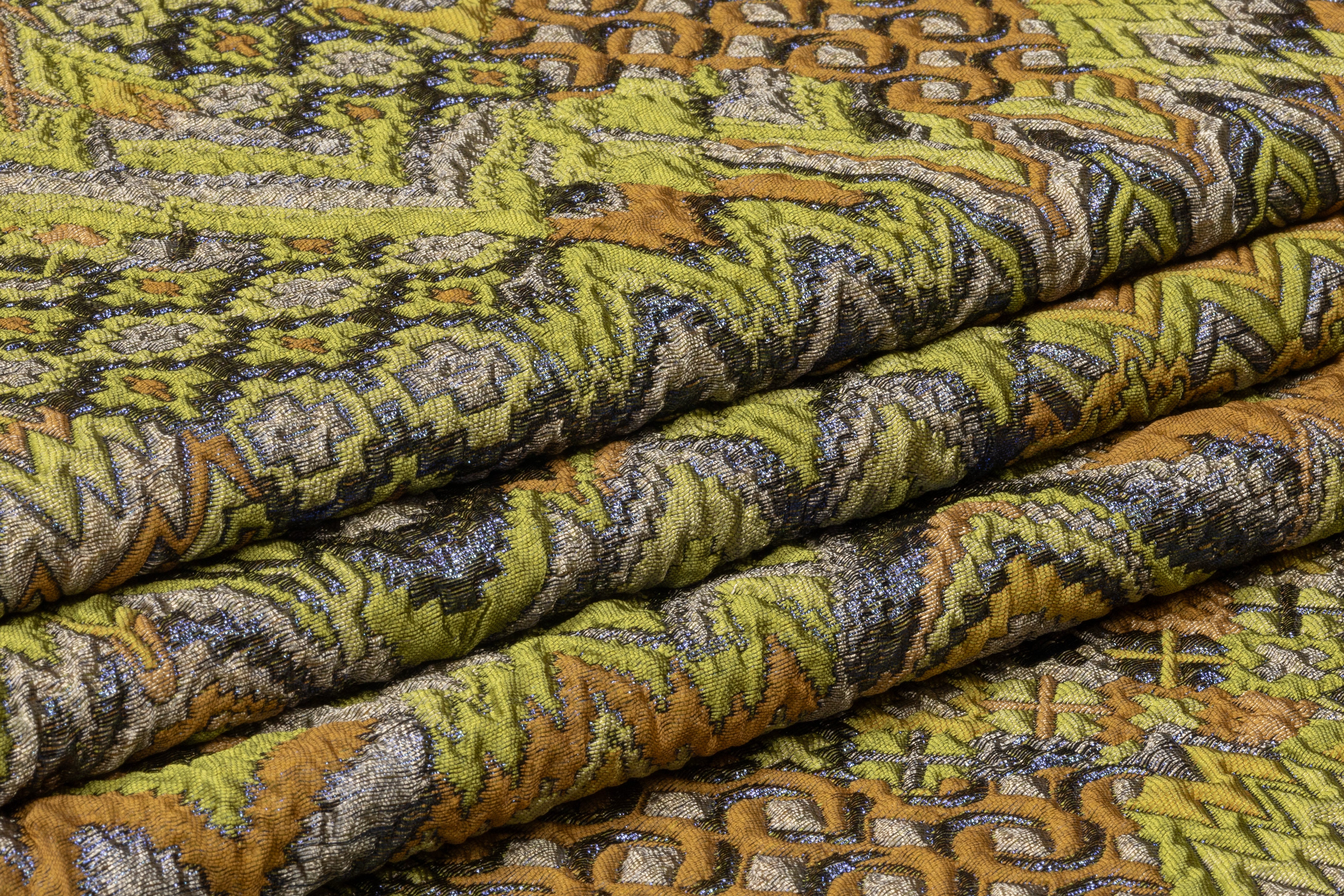 Abstract Metallic Italian Brocade - Green / Brown
