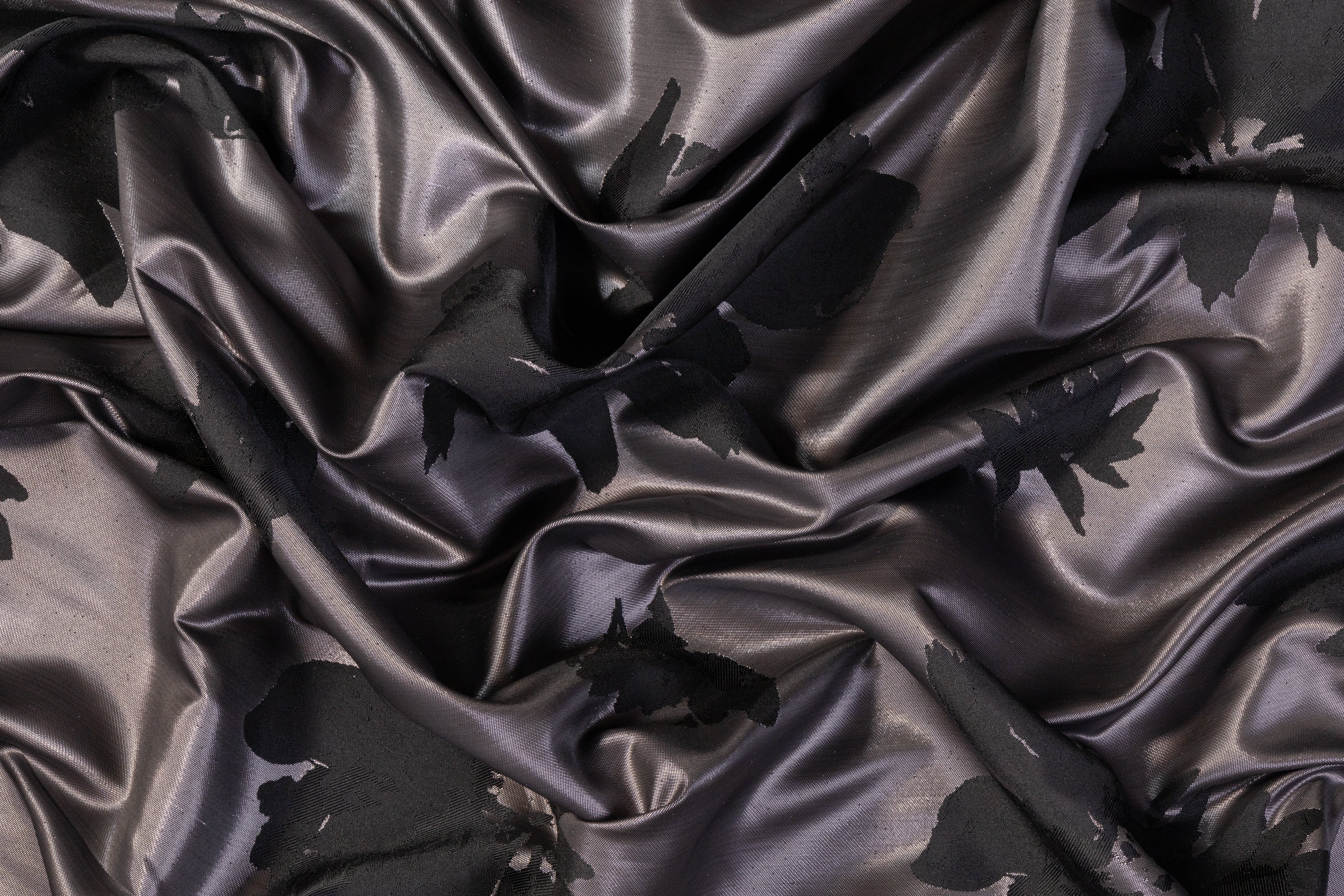 Metallic Floral Double-Faced Brocade - Black / Gray