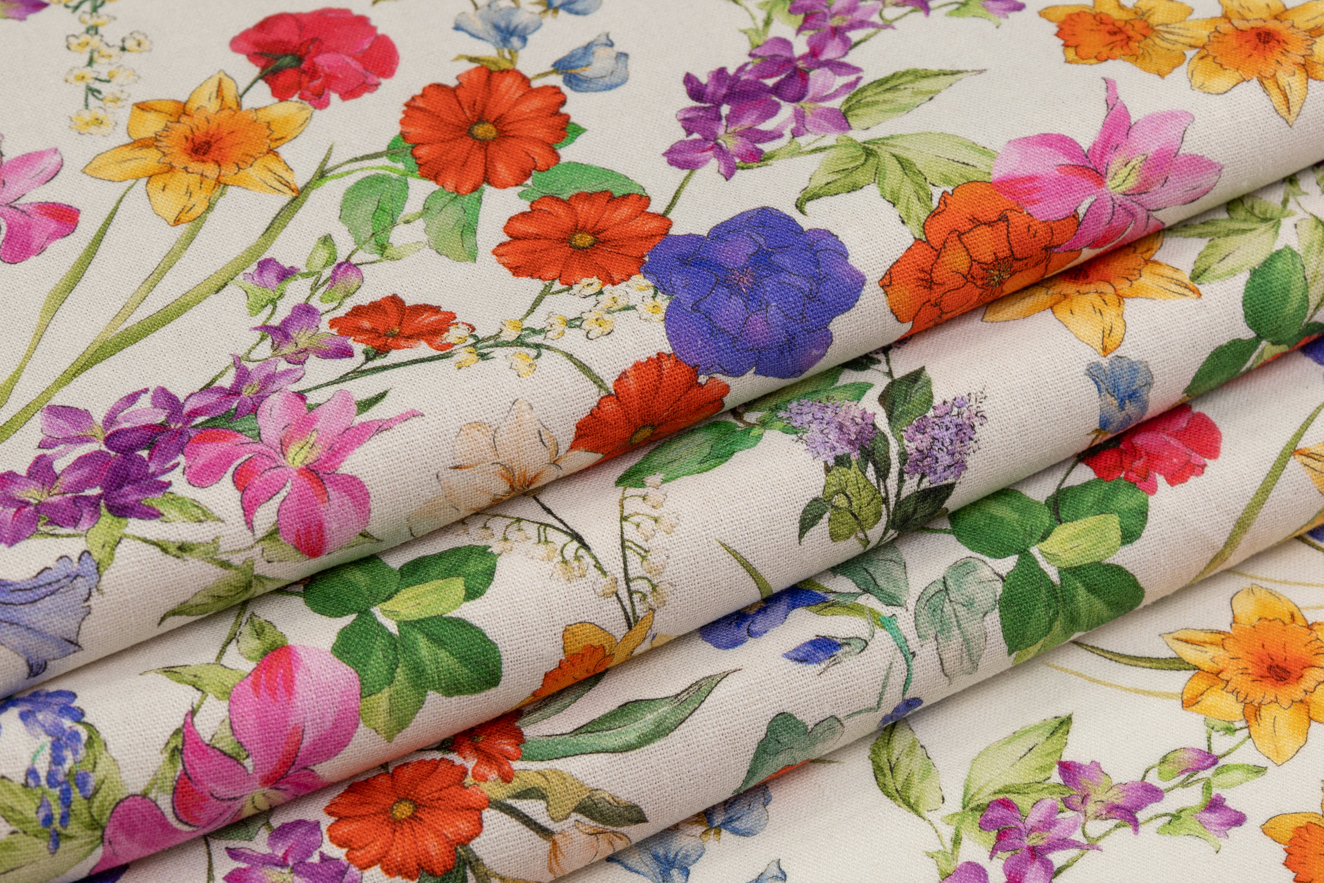 Floral Italian Linen Viscose Blend - Multicolor