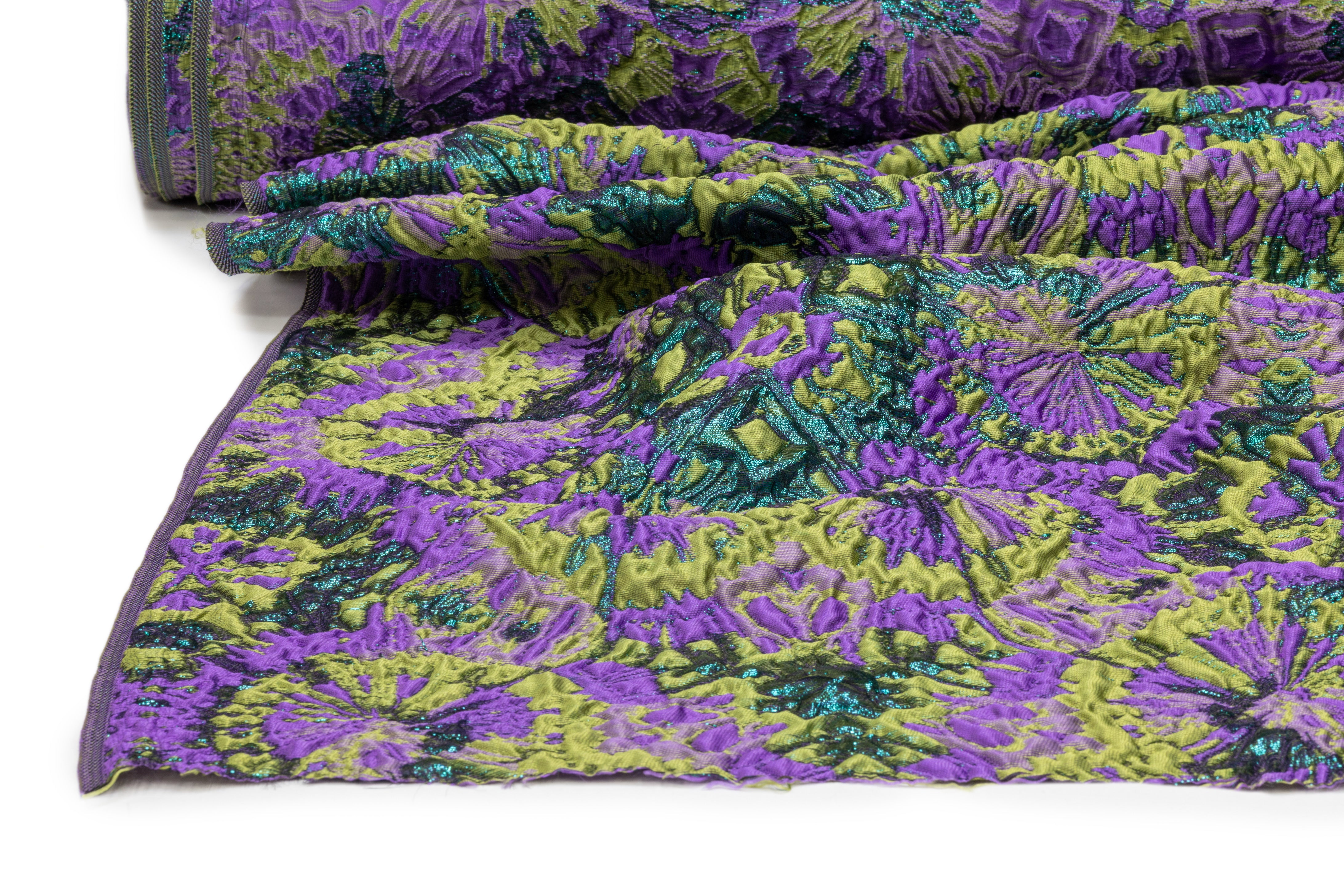 Abstract Metallic Italian Brocade - Purple / Green
